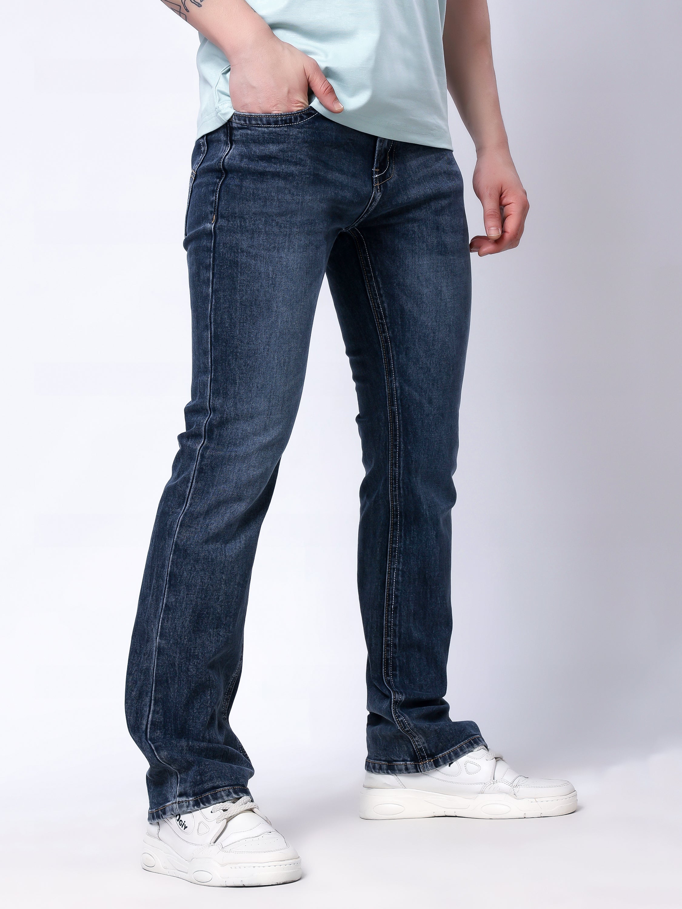 Stylox Men's Bootcut Fit Stretchable Denim Jeans-Grey - Stylox