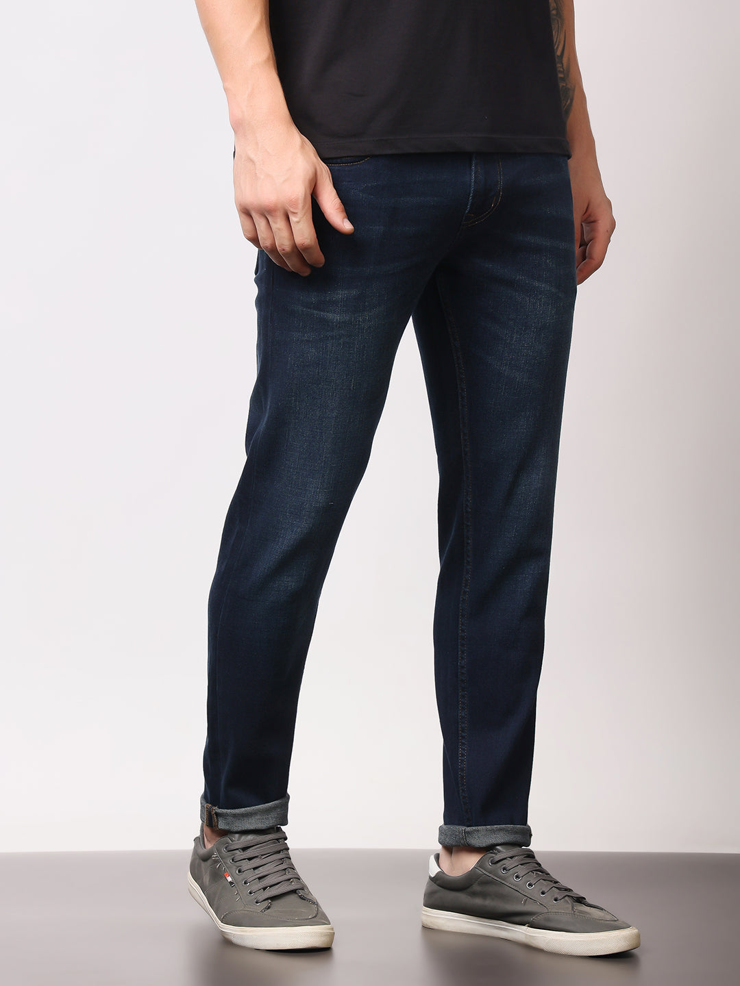 Stylox Men’s Ankle Fit Mid-Rise Washed Stretchable Denim Jeans - Stylox