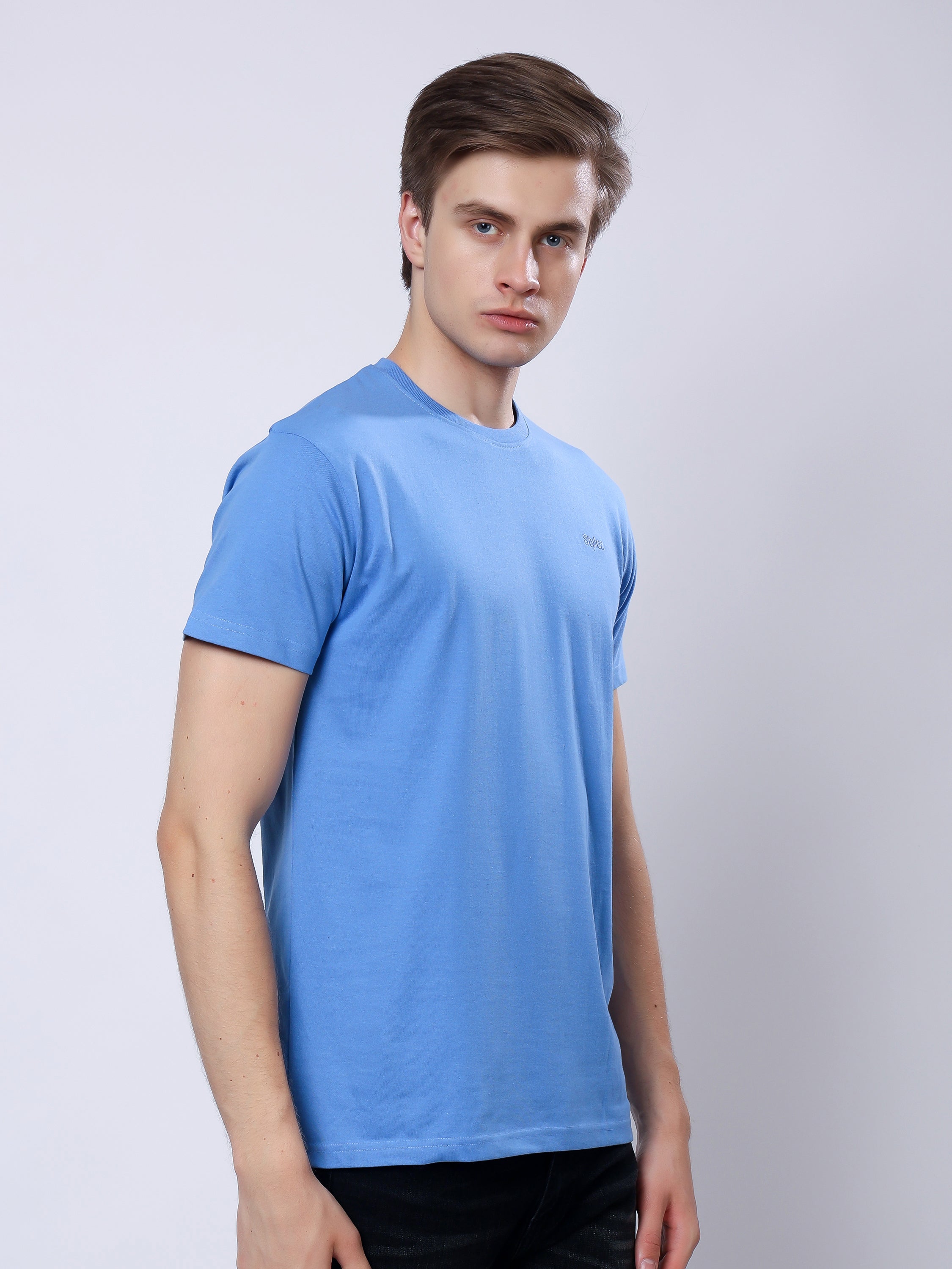 Stylox Men’s Solid Round Neck T-Shirt | Classic Cotton Casual Crew Neck Tee - Stylox