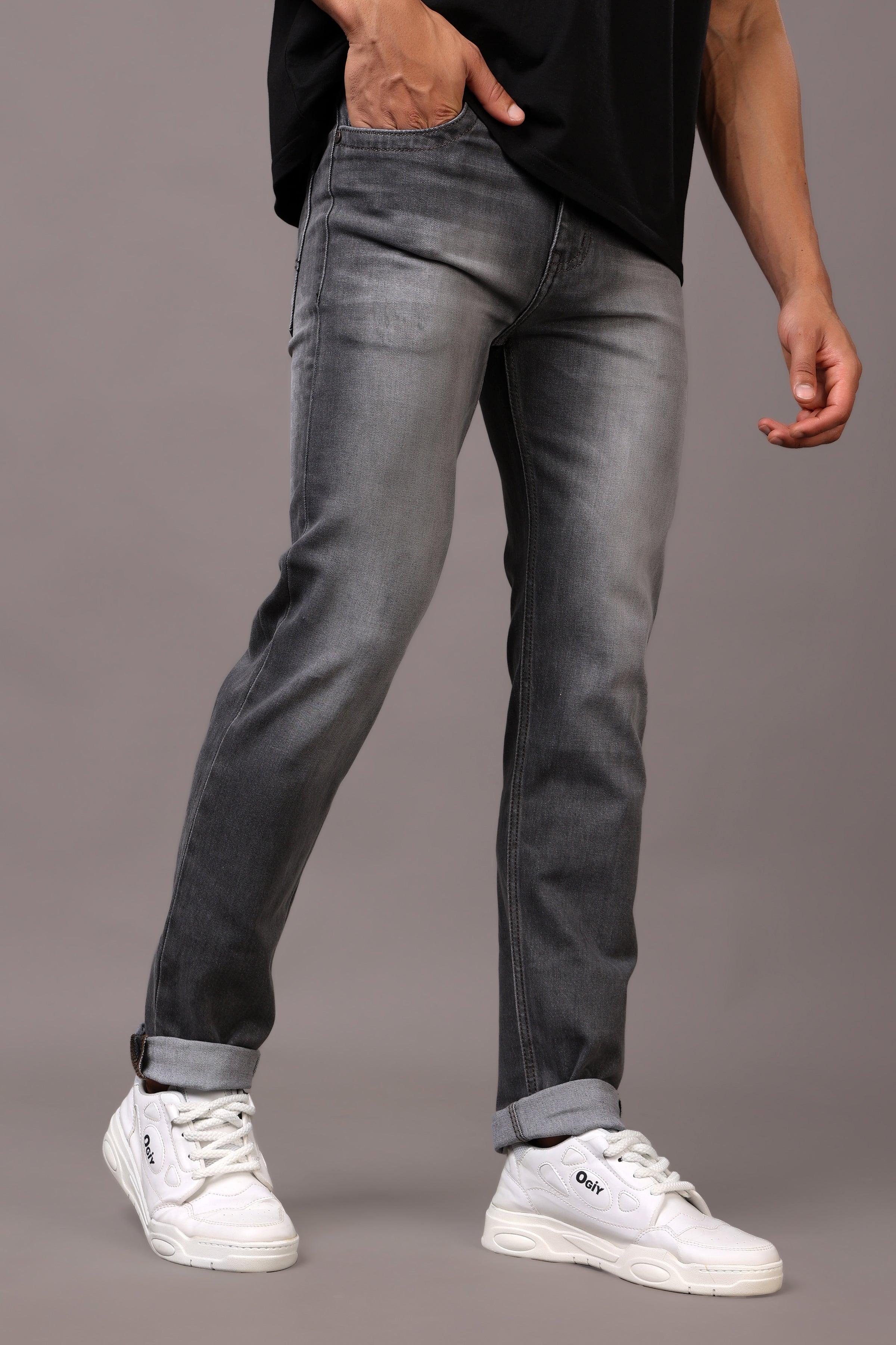 Stylox Men’s Comfort Fit Denim Jeans - Grey, Mid Dark Grey & Dark Grey ,