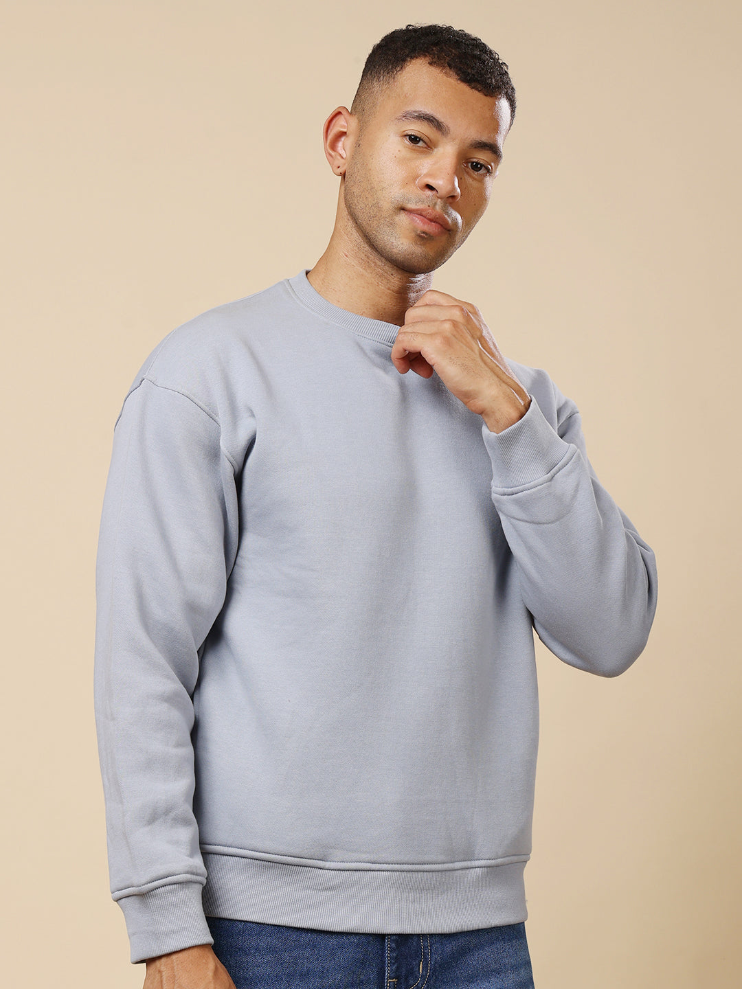 Stylox Men’s Round Neck Full Sleeve Solid Sweatshirt – Minimal Style, Maximum Comfort (Blue) - Stylox