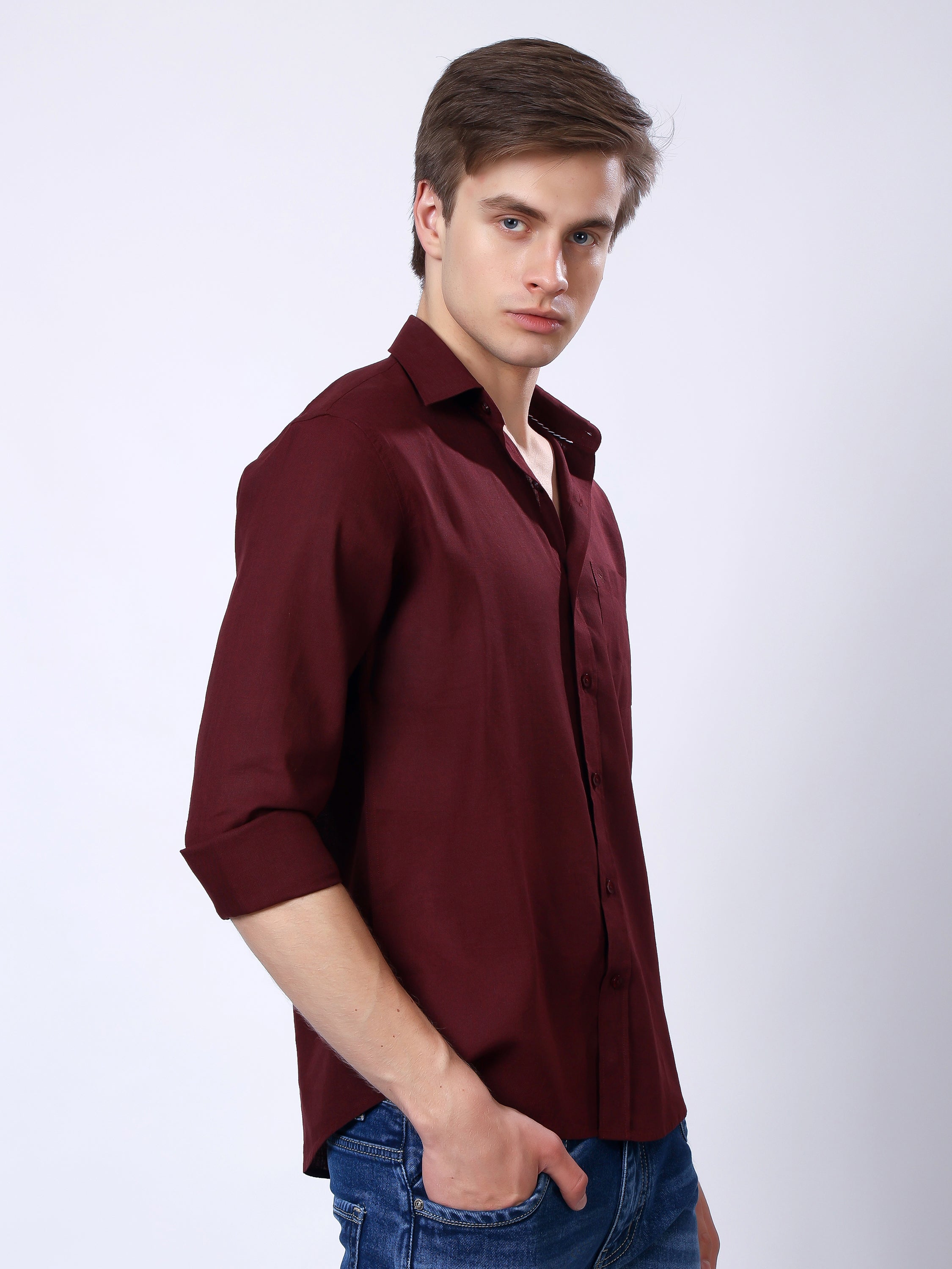 Stylox Men’s Regular Fit Full Sleeve Solid Casual Shirt - Stylox