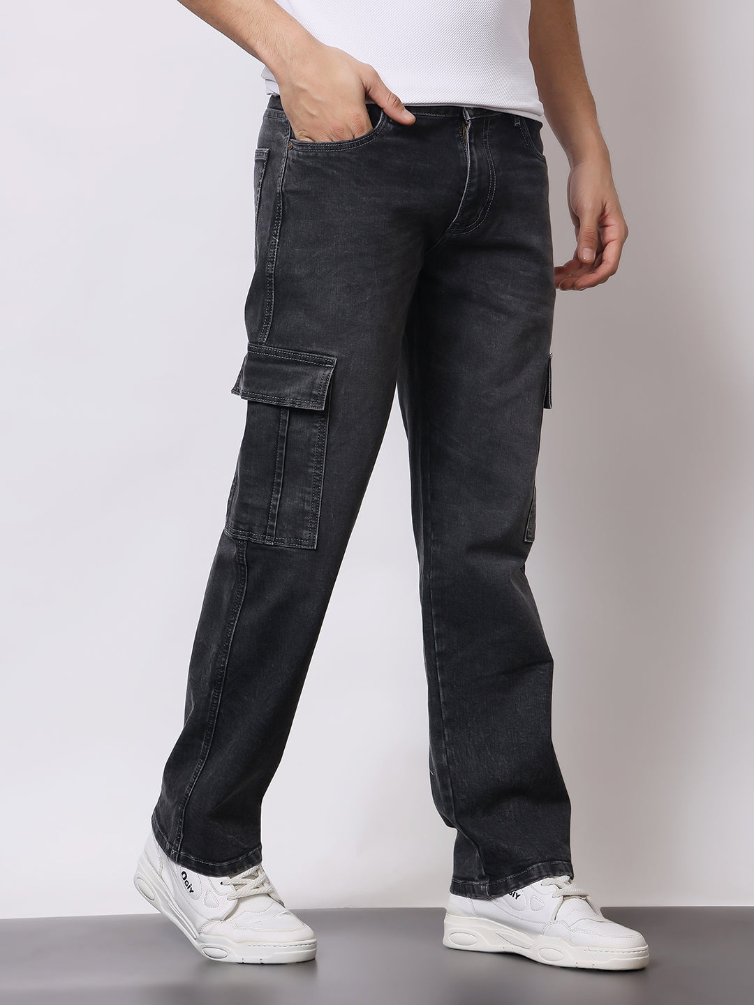 Stylox Men’s Regular Fit Cargo Jeans | Multi-Pocket Denim Cargo Pants for Casual &amp; Streetwear Style - Stylox