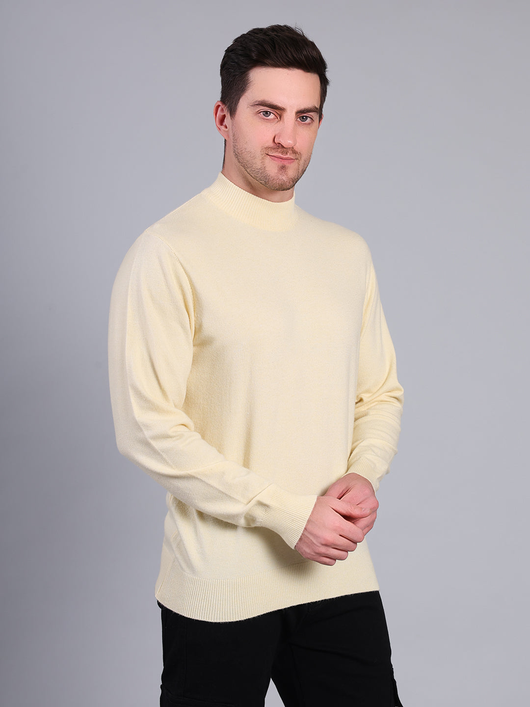 Stylox Men’s Solid Winter Sweater | Premium Knit Mock Neck Pullover for Men | Warm & Soft Full Sleeve Sweater - Stylox