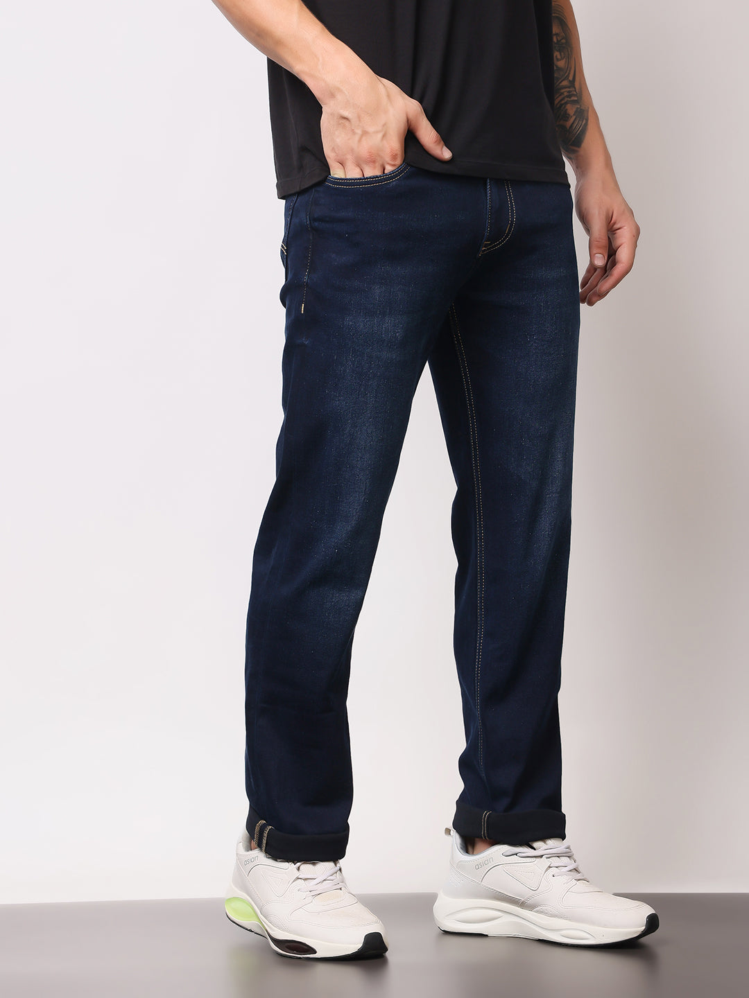 Stylox Men’s Comfort Fit Mid Rise Premium Stretchable Solid Jeans - Stylox