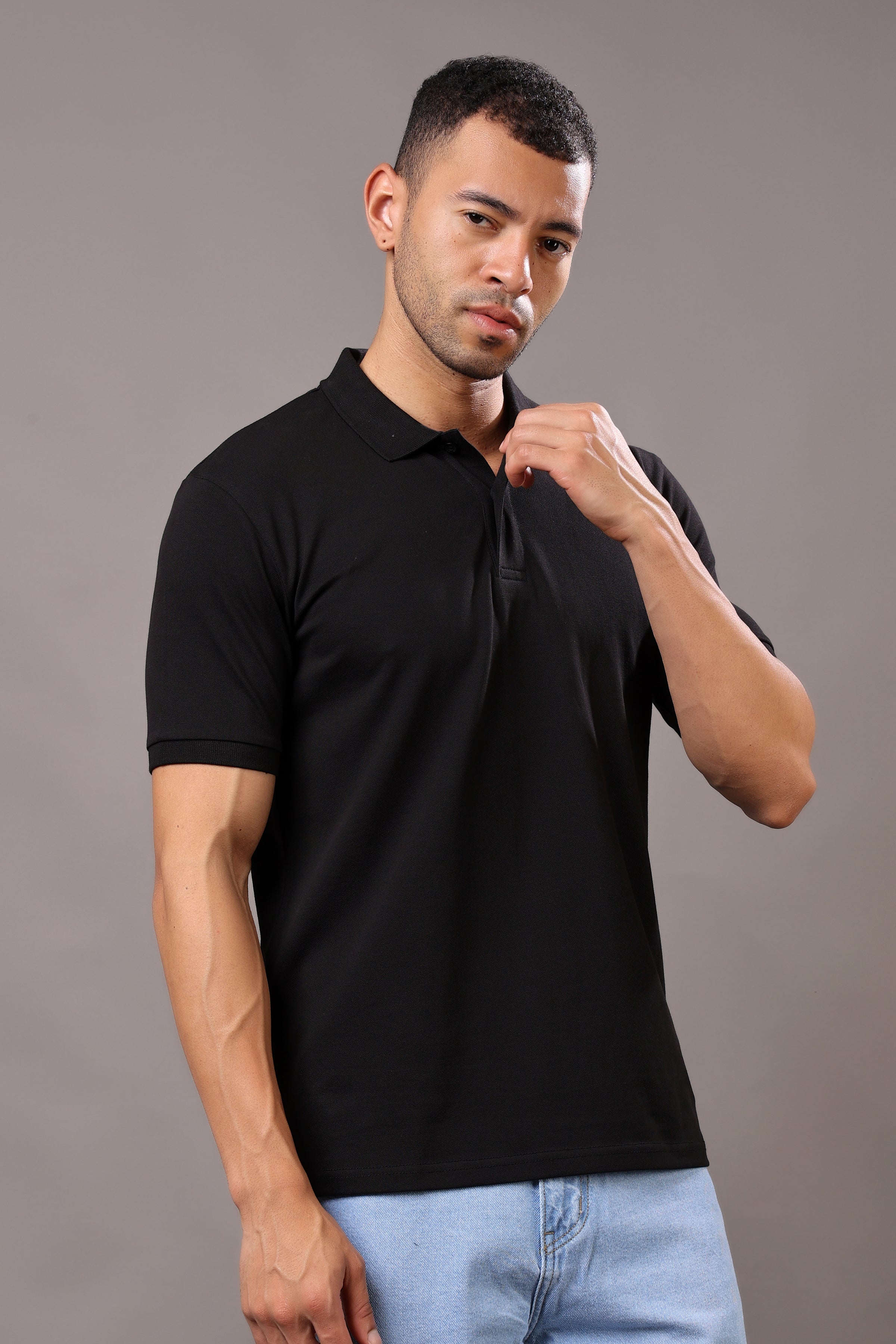 Stylox Men’s Polo Collar Solid T-Shirt - Soft, Breathable &amp; Everyday Wear
