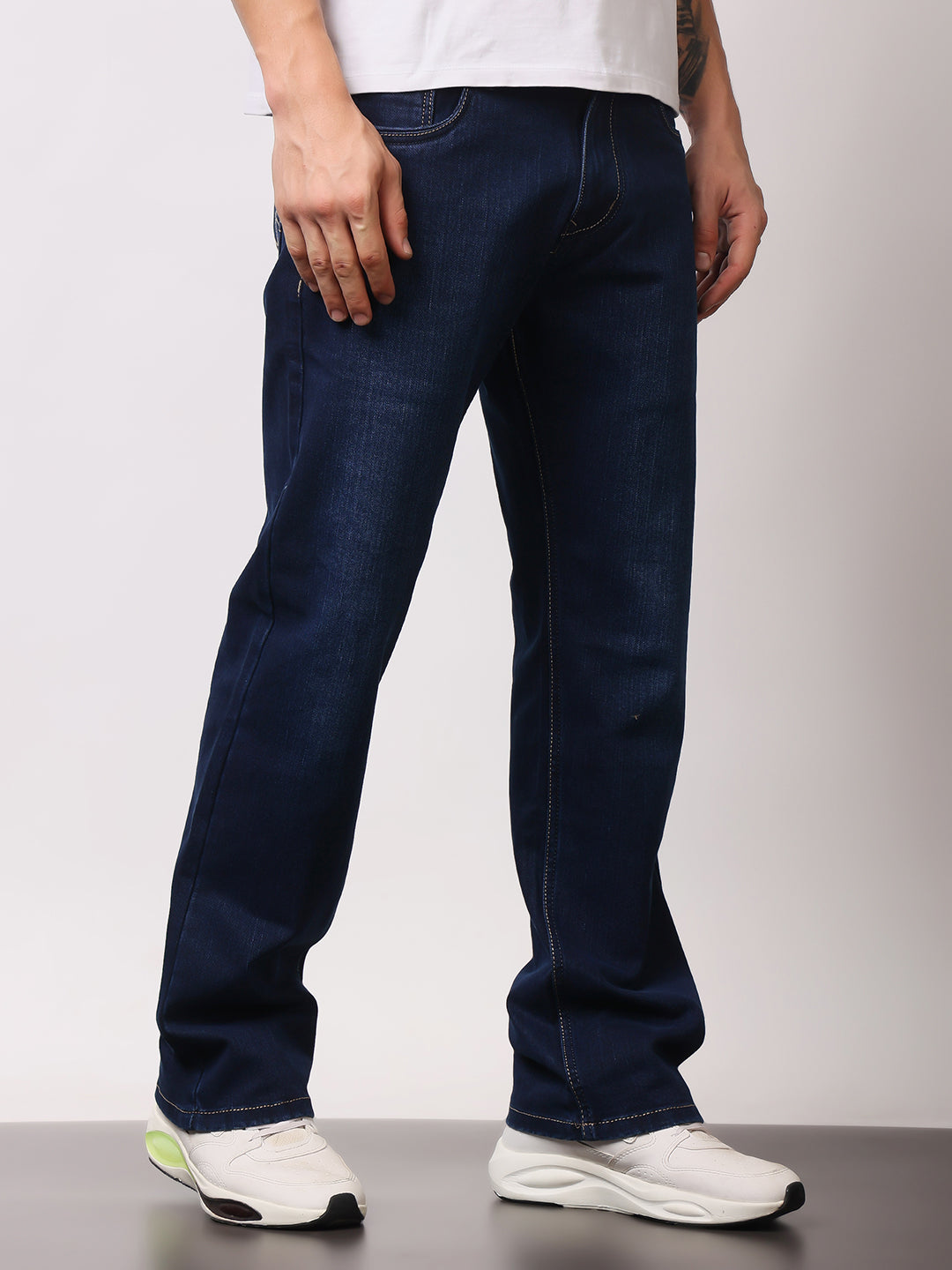 Stylox Men’s Bootcut Fit Stretchable Mid Rise Solid Denim Jeans - Stylox