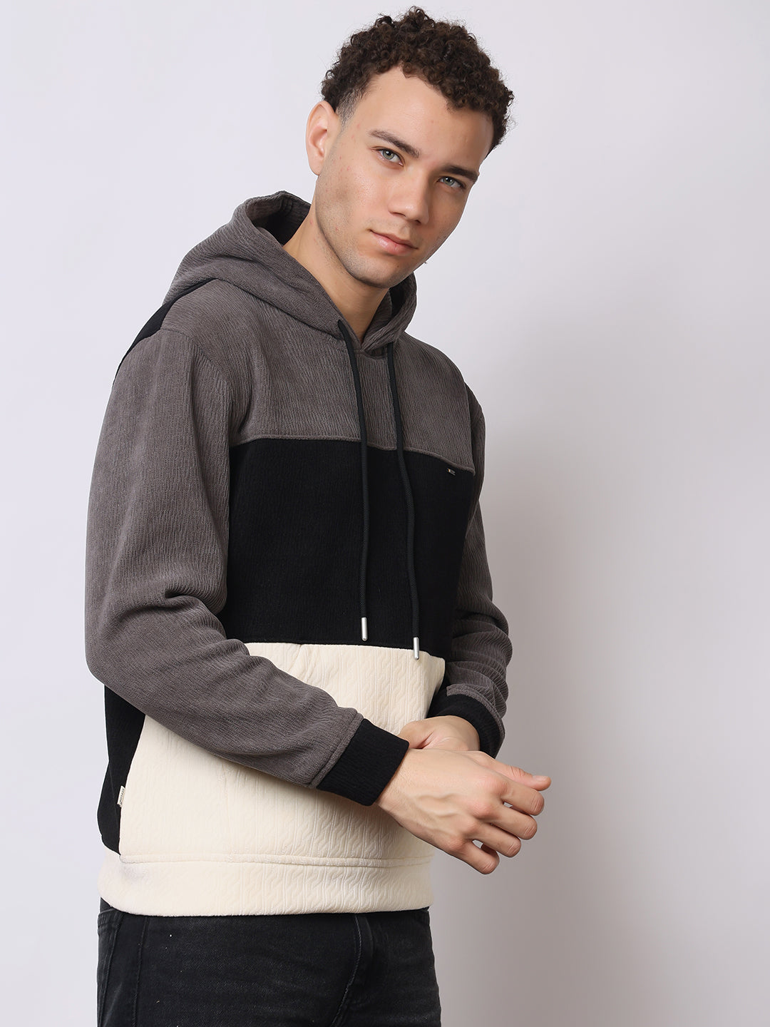 Stylox Men’s Colorblock Winter Hoodie – Warm Fleece Pullover with Kangaroo Pocket & Drawstring Hood