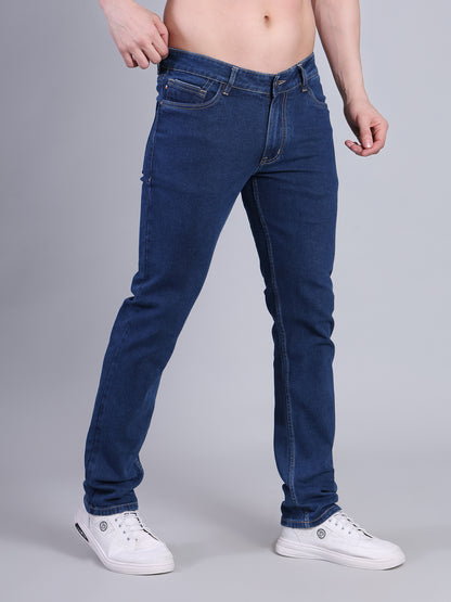 Stylox Men’s Slim Fit Mid Rise Stretchable Casual Denim Jeans-Dark Blue - Stylox
