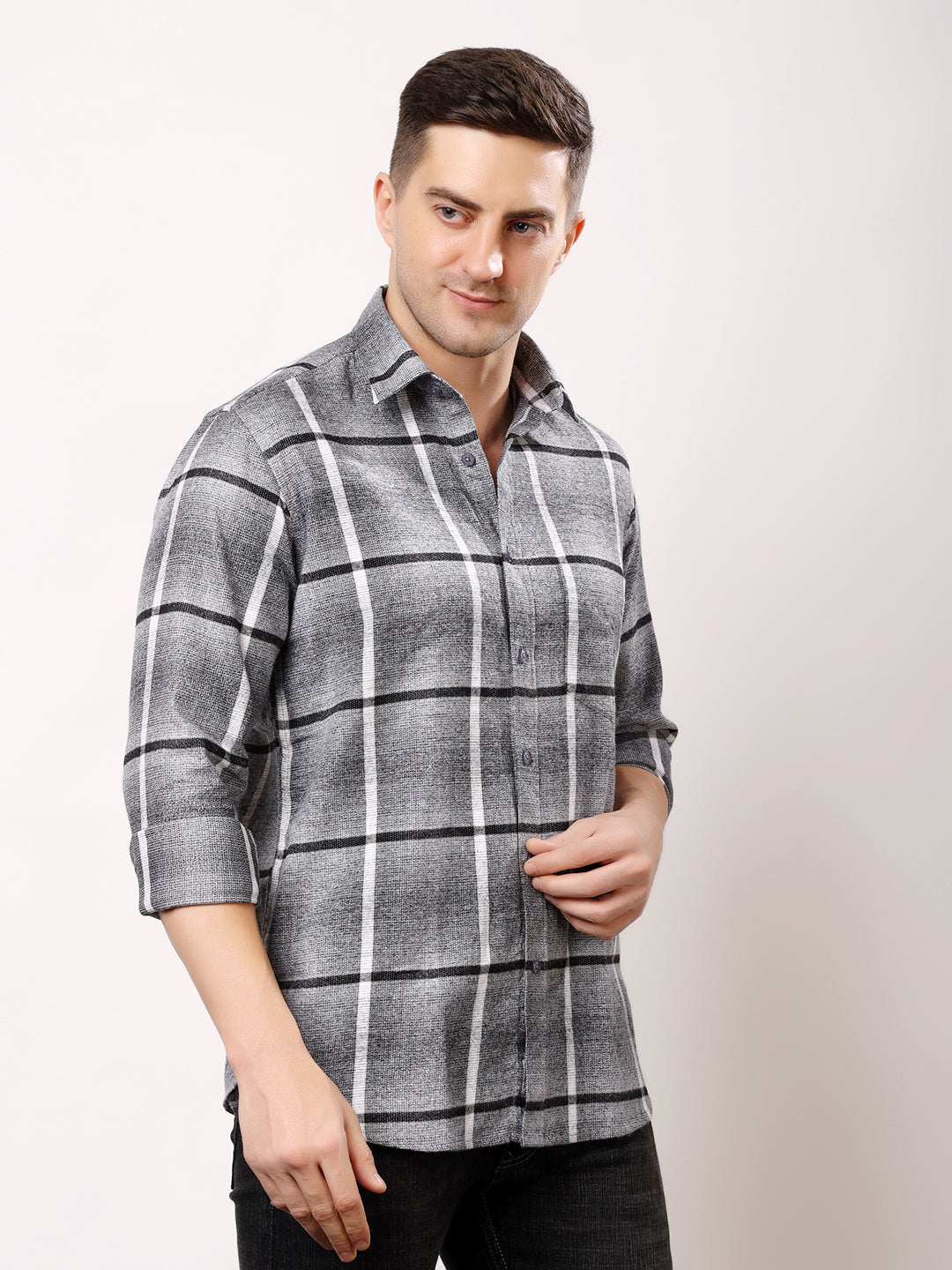 Stylox Men’s Regular Fit Full Sleeve Check Shirt | Casual Cotton Checkered Shirt for Everyday Wear