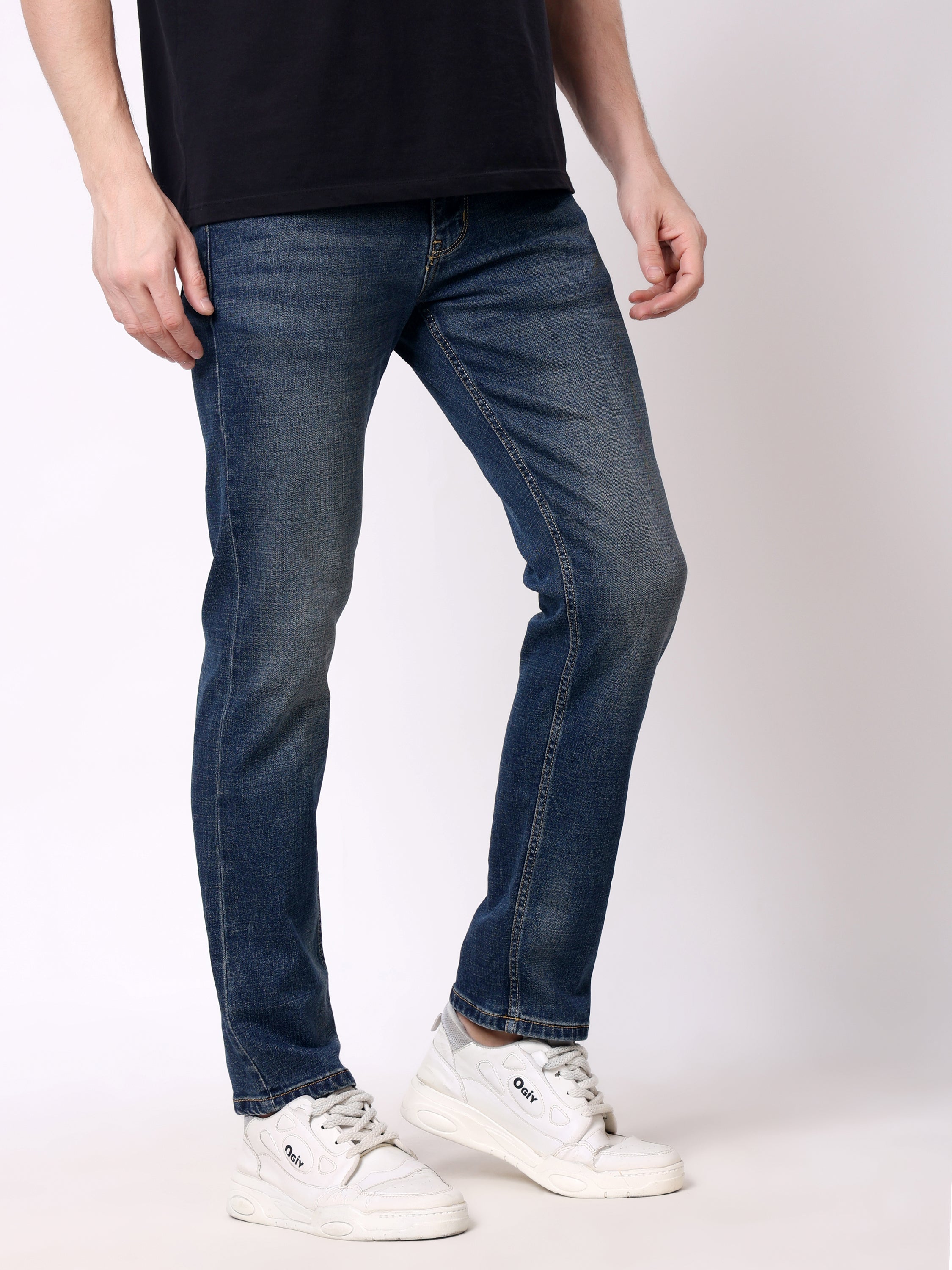 Stylox Men’s Stretchable Slim Fit Mid-Rise Casual Denim Jeans - Stylox
