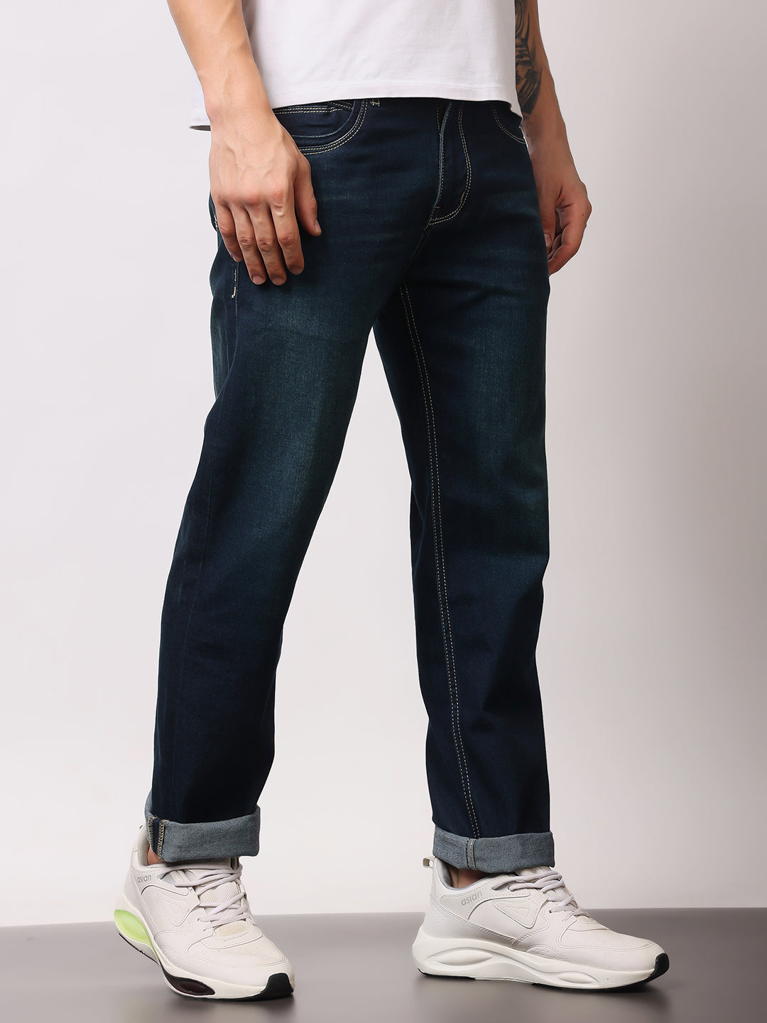 Stylox Men’s Comfort Fit Mid-Rise Premium Stretchable Solid Jeans - Stylox