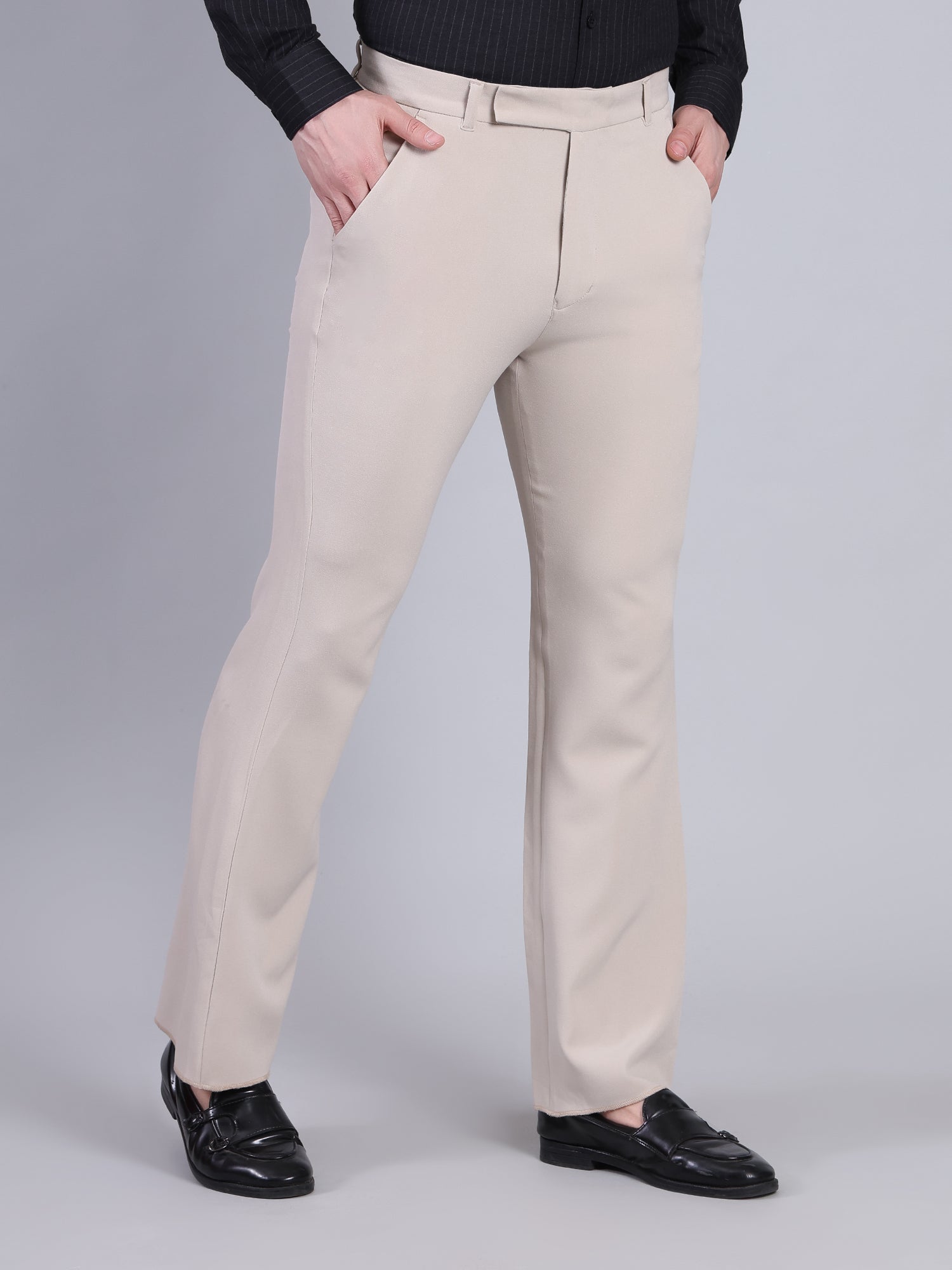 Stylox Men’s Bootcut Formal Trousers-Sand - Stylox
