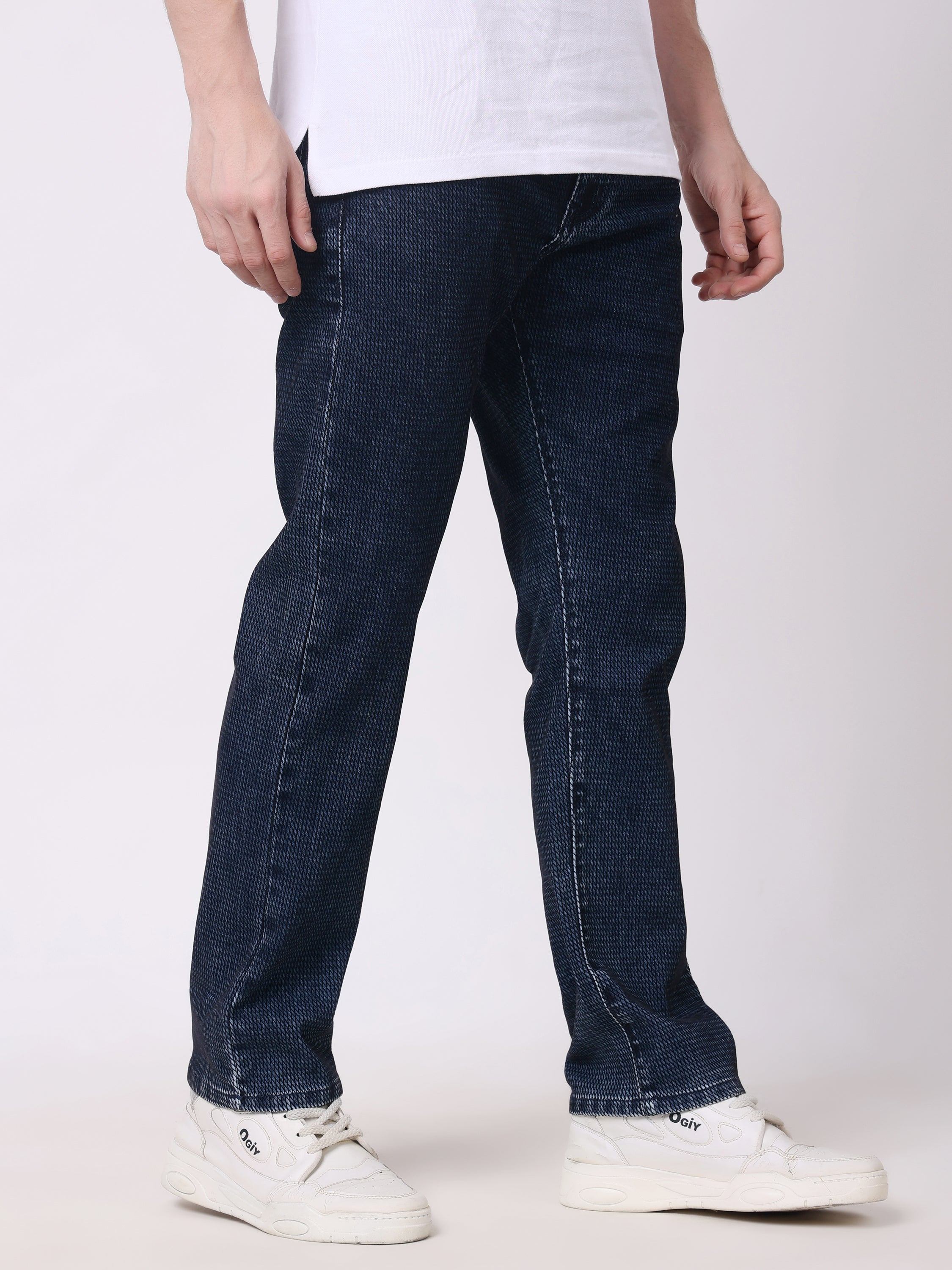 Stylox Men’s Premium Stretchable Comfort Fit Textured Denim Jeans - Stylox