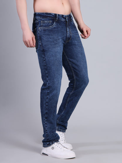 Stylox Men’s Slim Fit Stretchable Washed Denim Jeans-Dark Blue - Stylox