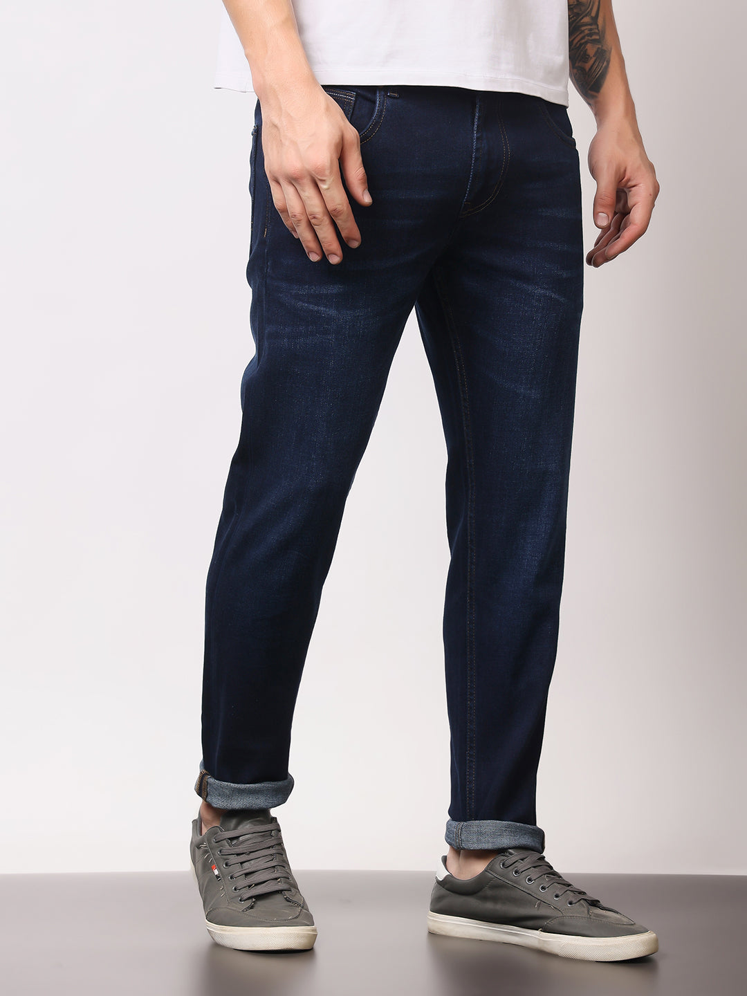 Stylox Men’s Ankle Fit Washed Jeans | Stretchable Denim Jeans for Men | Stylish Tapered Fit Casual Jeans for Trendy Look