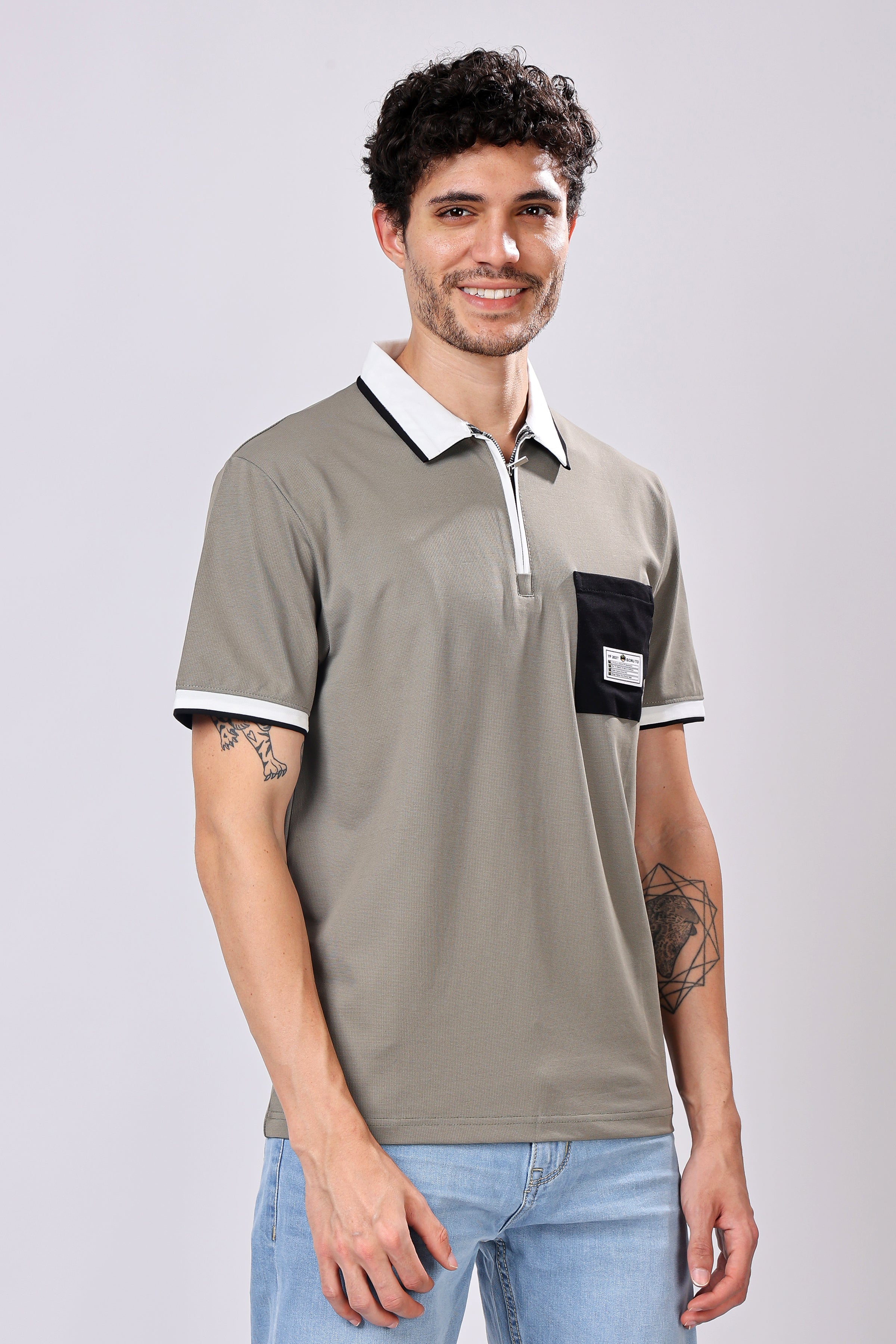 Stylox Men’s Polo Neck Solid T-Shirt with Single Pocket – Classic Style, Comfortable & Smart Casual Wear - Stylox