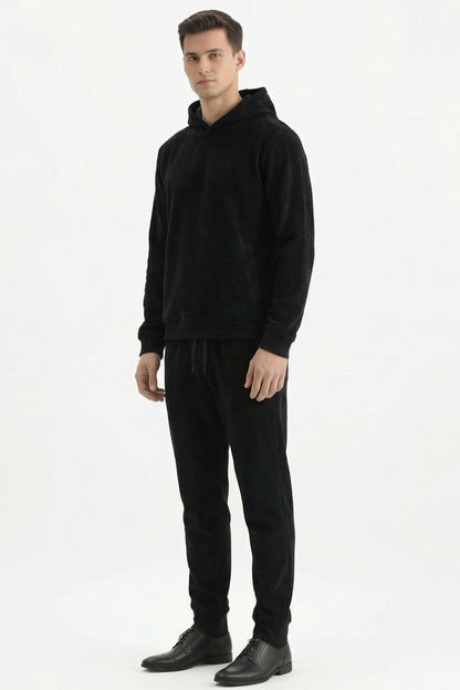 Stylox Men’s Regular Fit Ribbed Tracksuit Set (Hooded Sweatshirt + Jogger Pants)