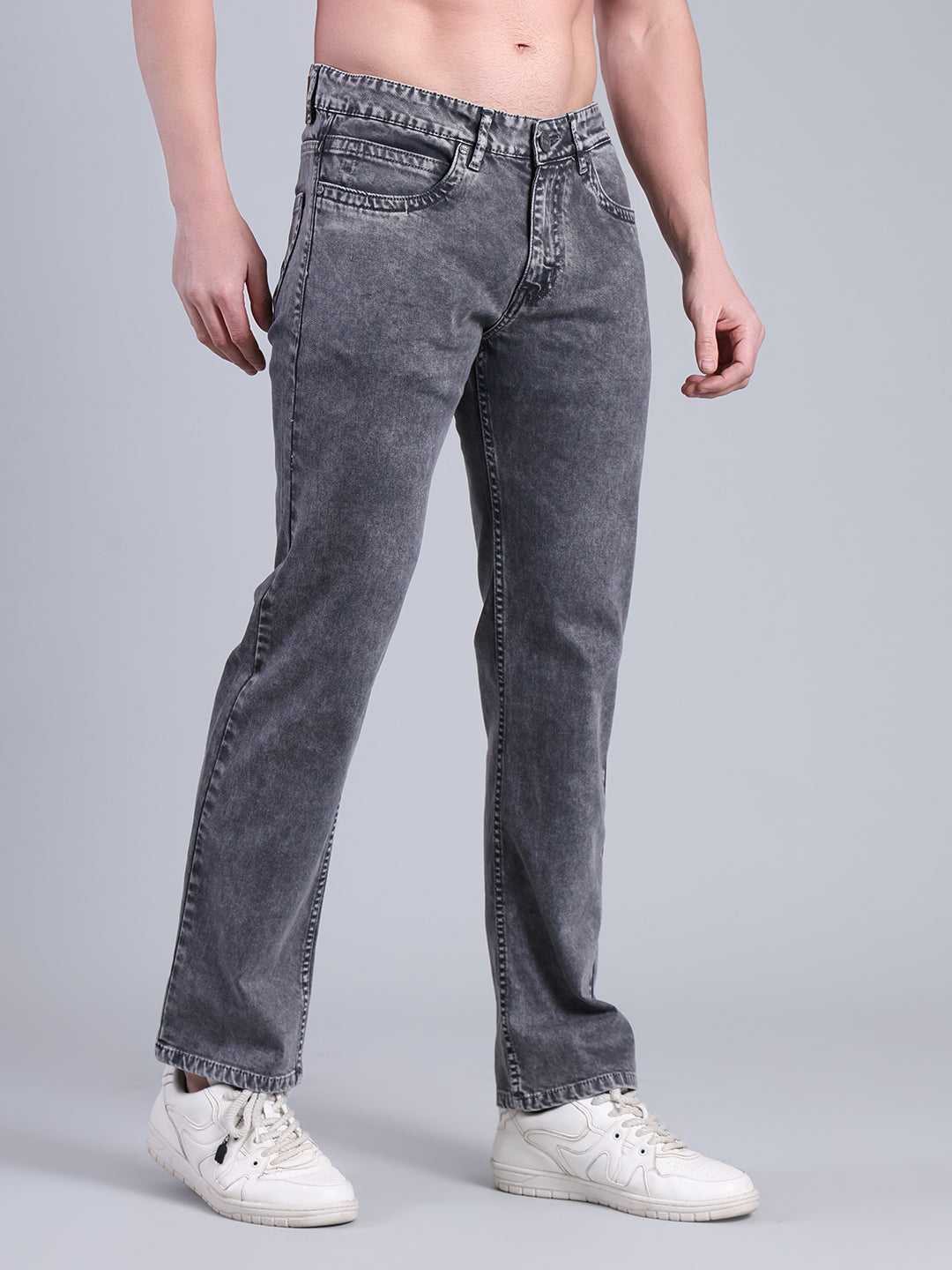 Stylox Men’s Comfort Fit Mid Rise Washed Denim Jeans (Mid Brown) - Stylox