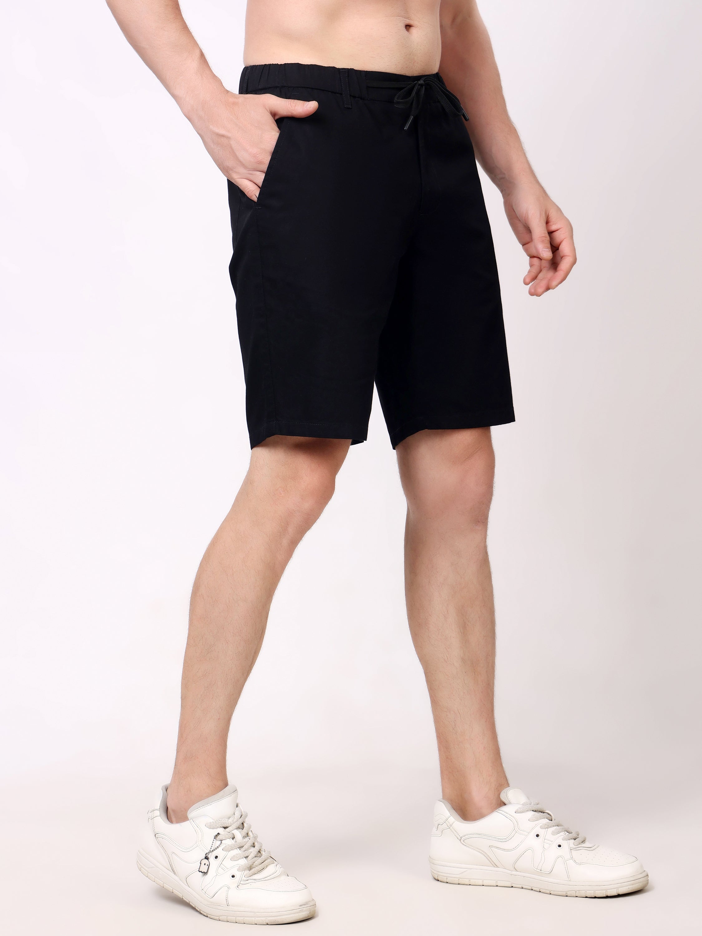 Stylox Men's Regular Fit Cotton Casual Summer Shorts with Elastic Waist & Drawstring