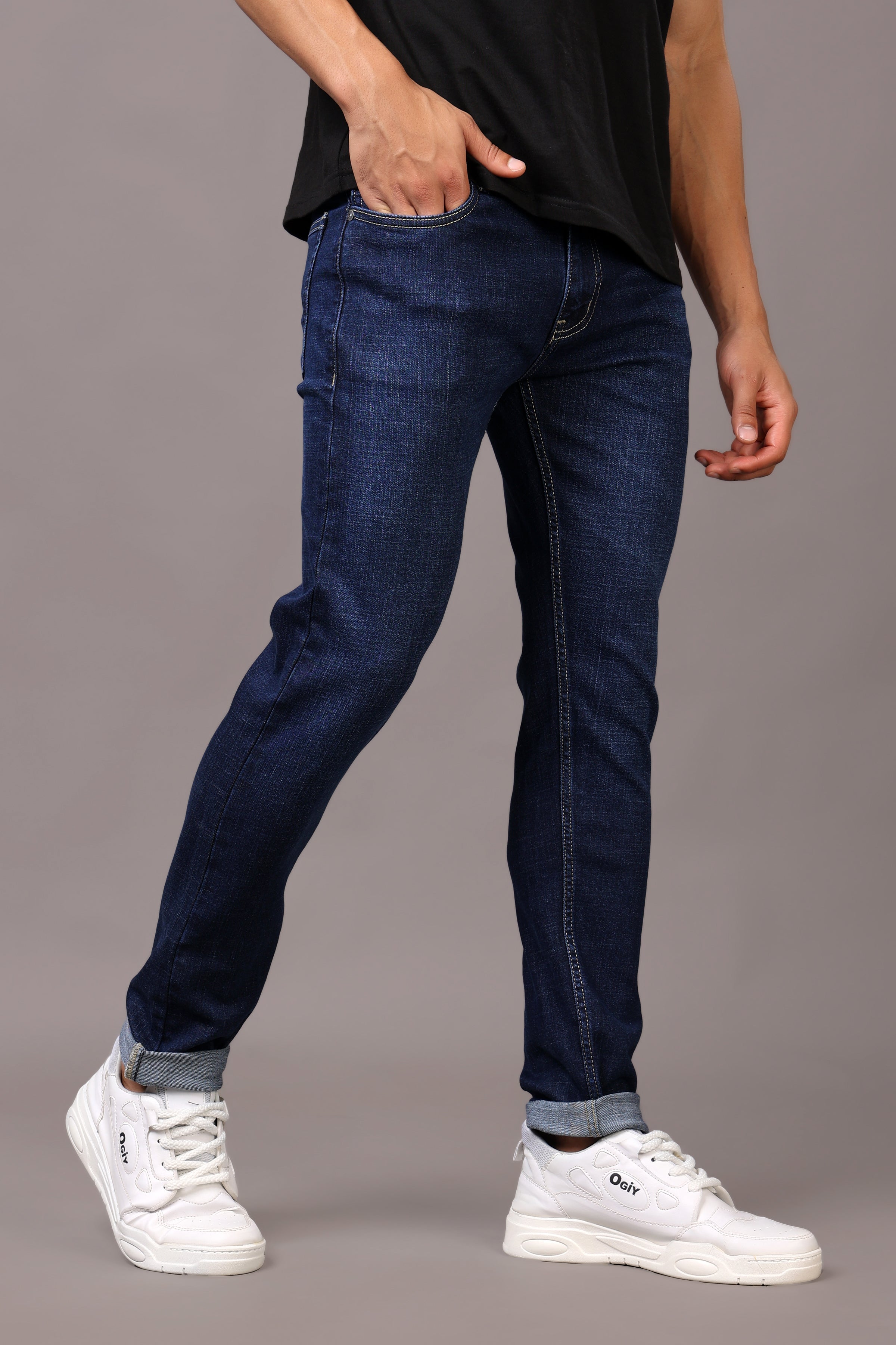 Stylox Men’s Slim Fit Denim Jeans - Dark Blue & Mid Dark Blue