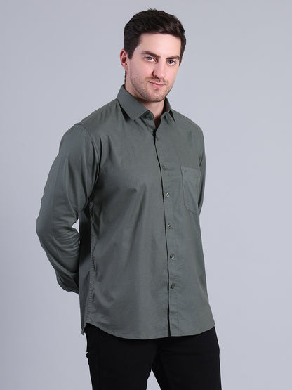 Stylox Men’s Solid Casual Shirt | Full Sleeve Regular Fit Shirt for Everyday Wear