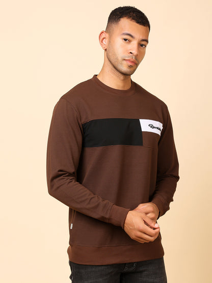 Stylox Men’s Colorblock Crew Neck Sweatshirt with “Revolution” Print