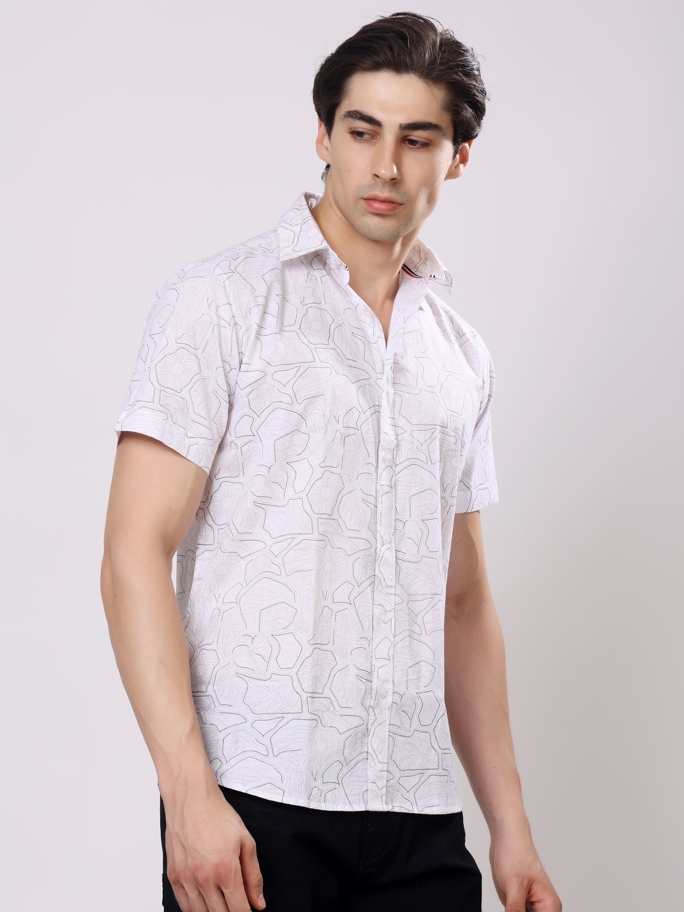 Stylox Men’s Regular Fit Half Sleeve Stylish Abstract Printed Casual Shirt - Stylox