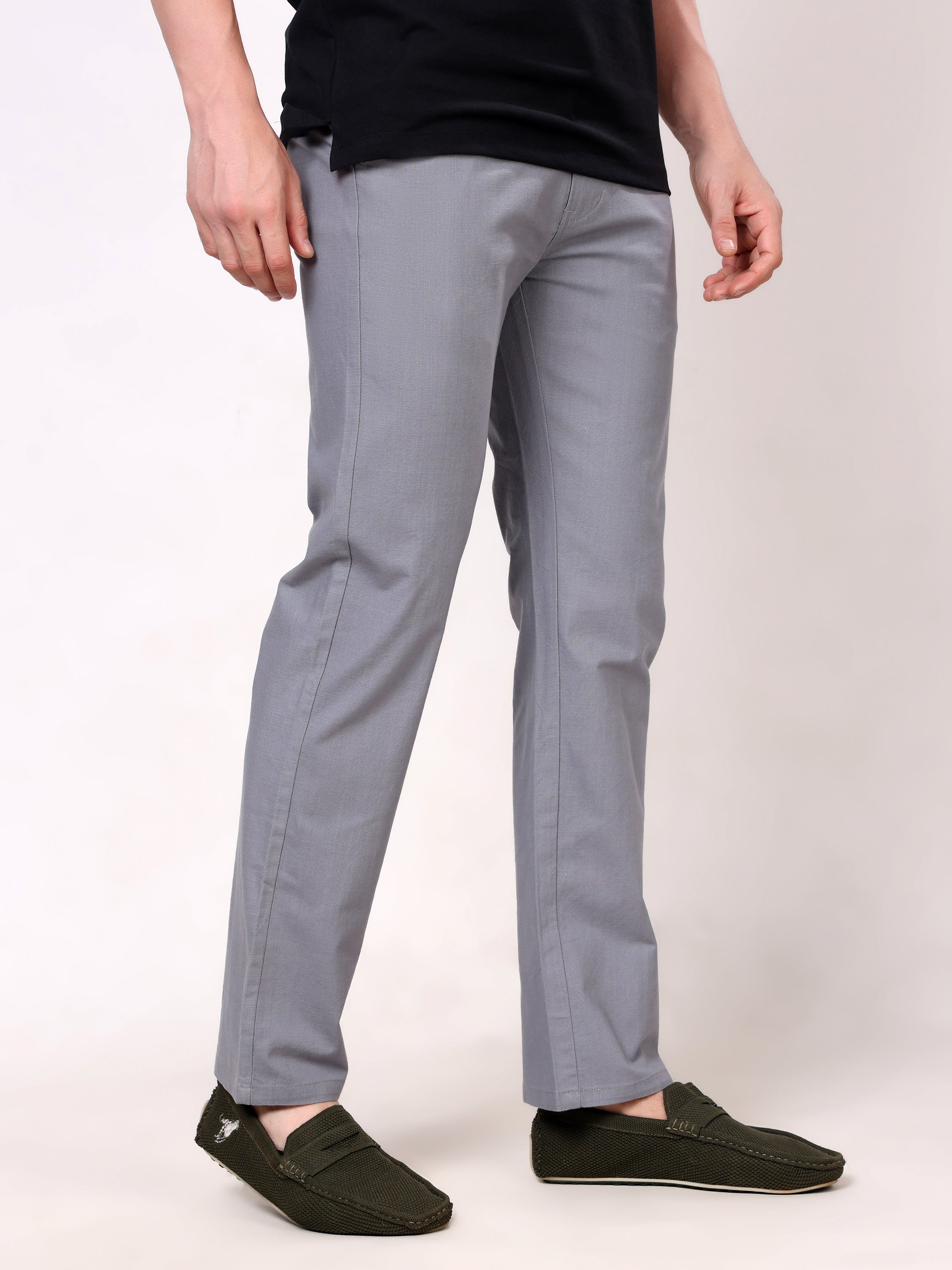Stylox Men's Comfort Fit Non-Stretch Casual Trouser with Elastic Waist