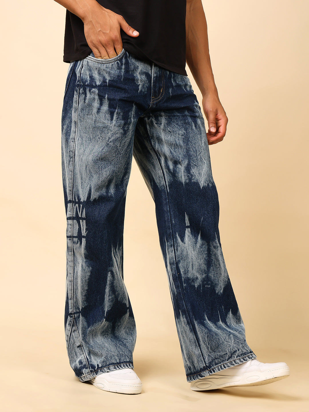 Stylox Men’s Baggy Fit Tie-Dye Washed Jeans – Street Style Denim for Trendy Look