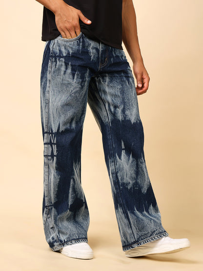 Stylox Men’s Baggy Fit Tie-Dye Washed Jeans – Street Style Denim for Trendy Look