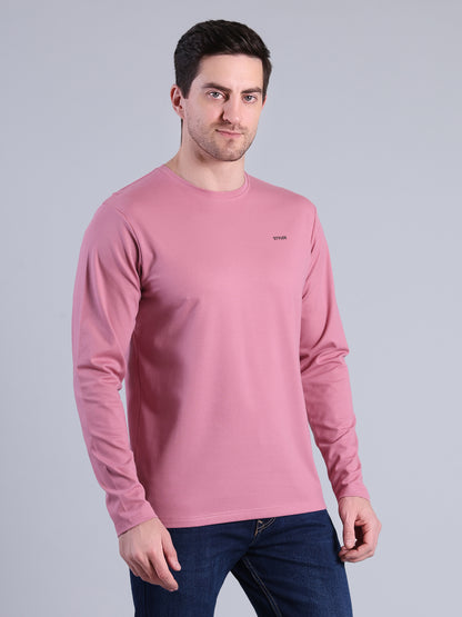 Stylox Men’s Full Sleeve Round Neck T-Shirt | Solid Slim Fit Cotton Blend Casual Tee