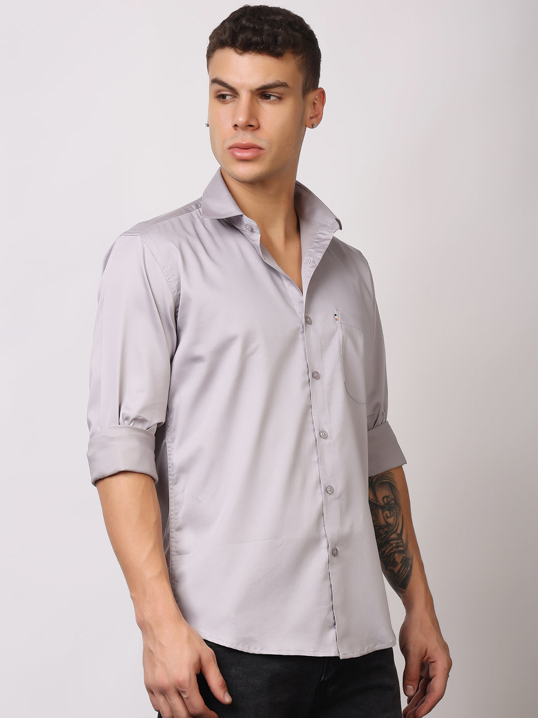 Stylox Men's Full Sleeve Solid Partywear Casual Shirt – Premium Shine Finish Cotton Blend Regular Fit Shirt for Stylish Evening & Occasion Wear - Stylox