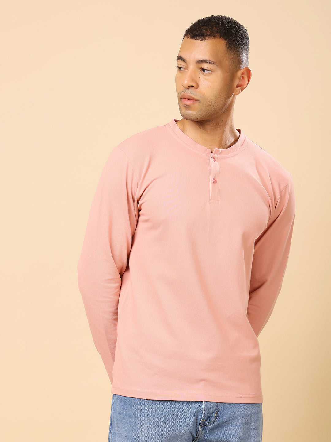 Stylox Men’s Henley Neck Full Sleeve Solid T-Shirt – Casual & Stylish Everyday Wear - Stylox