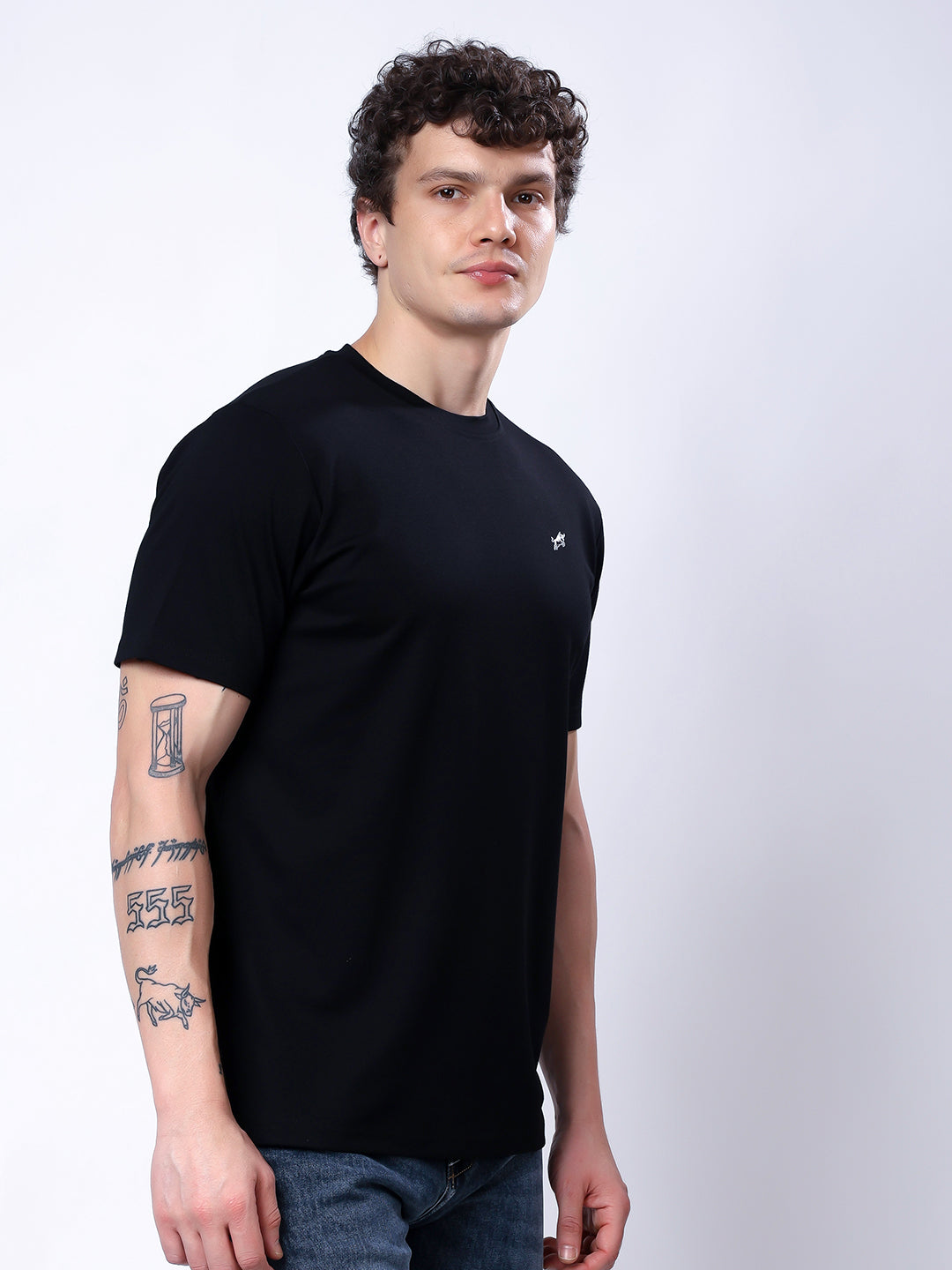 Stylox Men’s Regular Fit Round Neck Half Sleeve Casual Solid T-Shirt–Black - Stylox