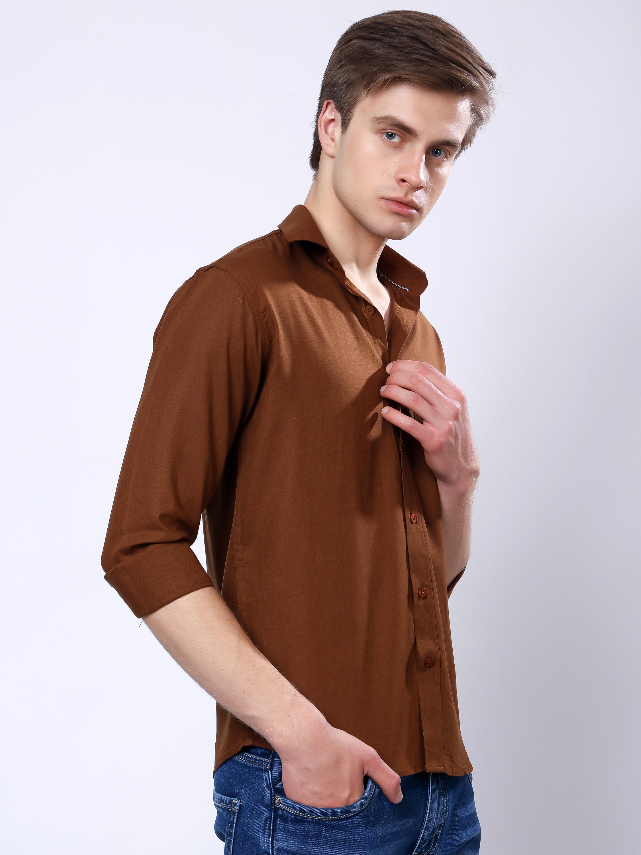Stylox Men’s Regular Fit Full Sleeve Solid Casual Shirt - Stylox