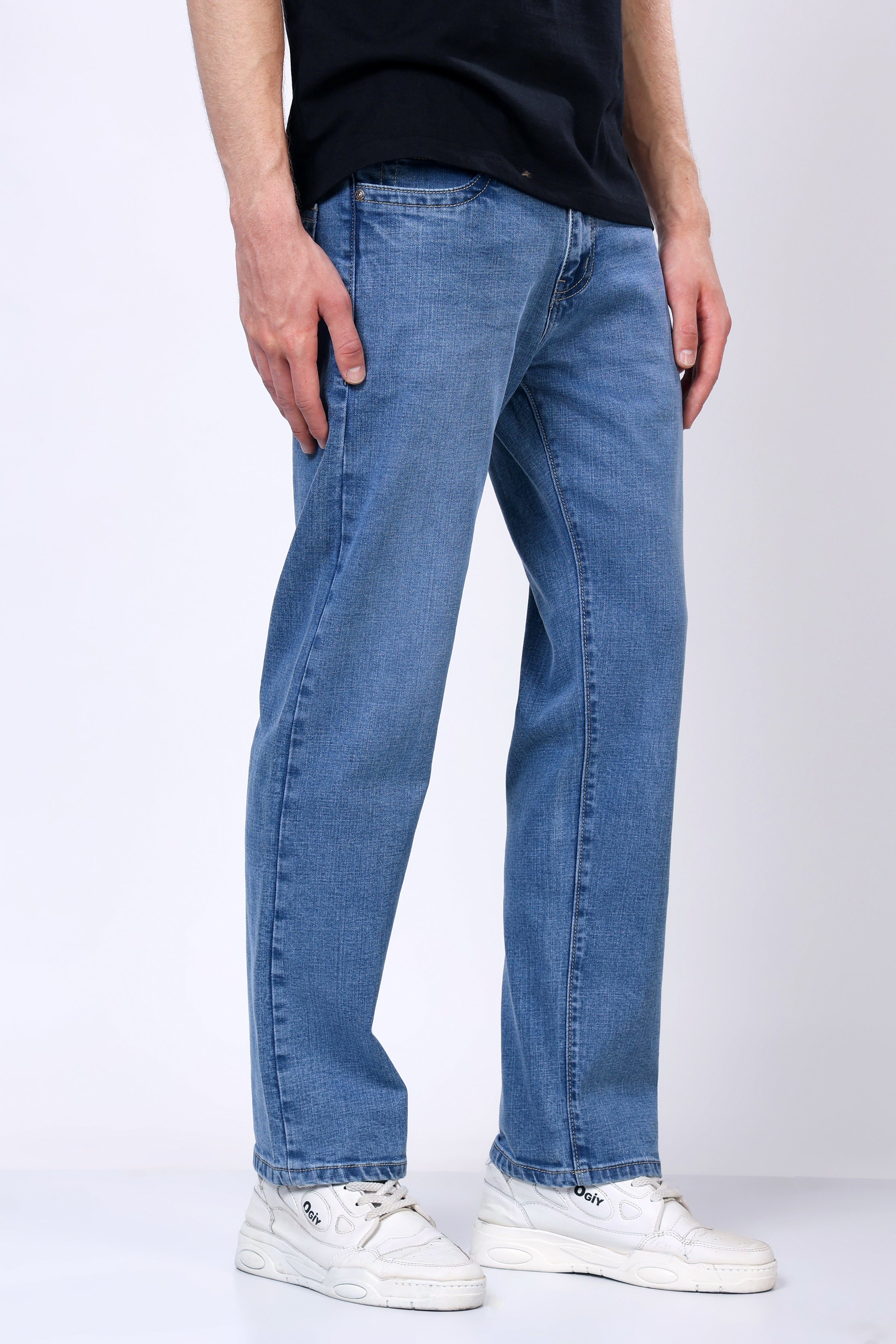 Stylox Men’s Comfort Fit Stretchable Light Blue Denim Jeans - Stylox