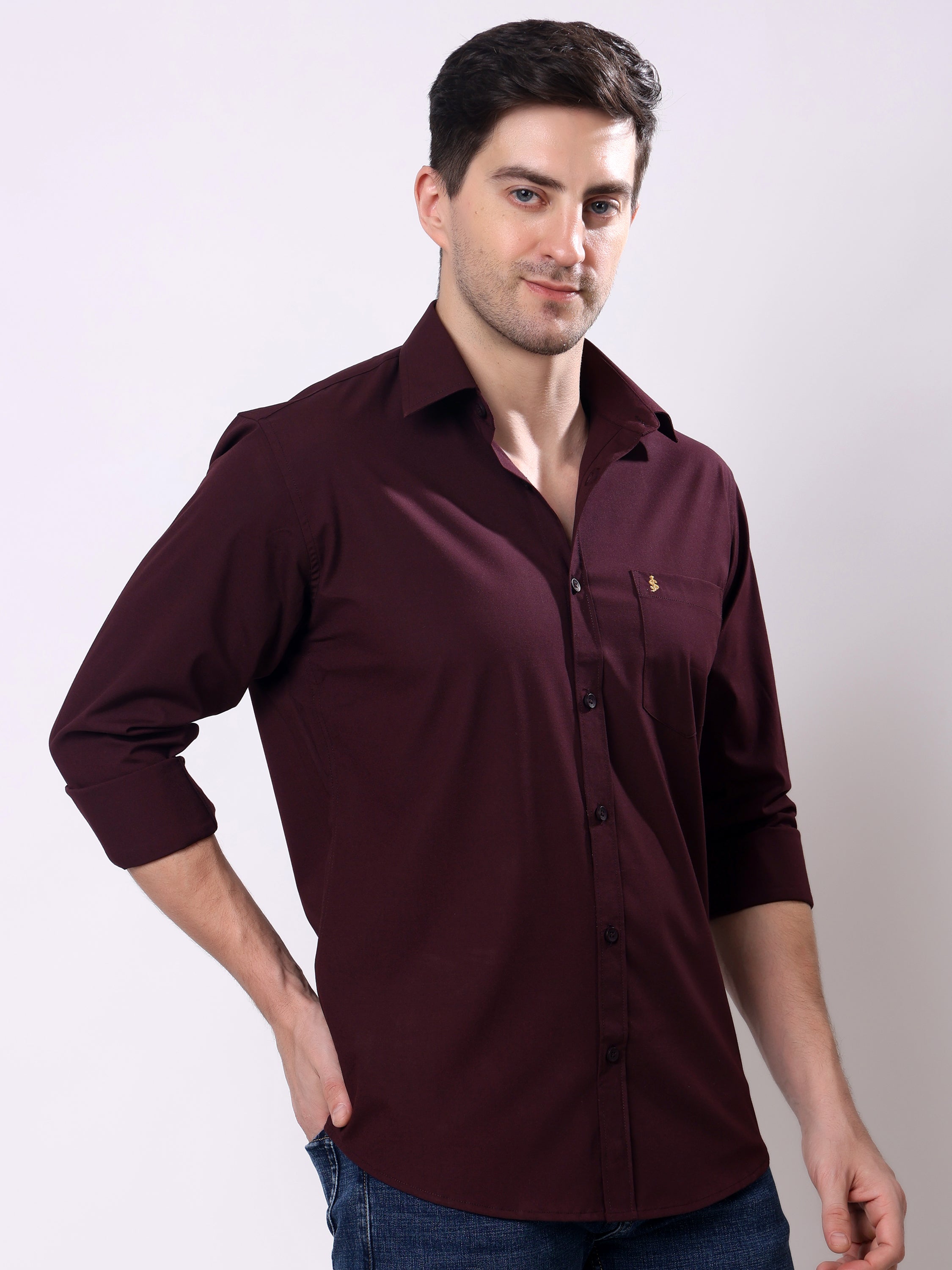 Stylox Men’s Regular Fit Full Sleeve Solid Casual Shirt - Stylox