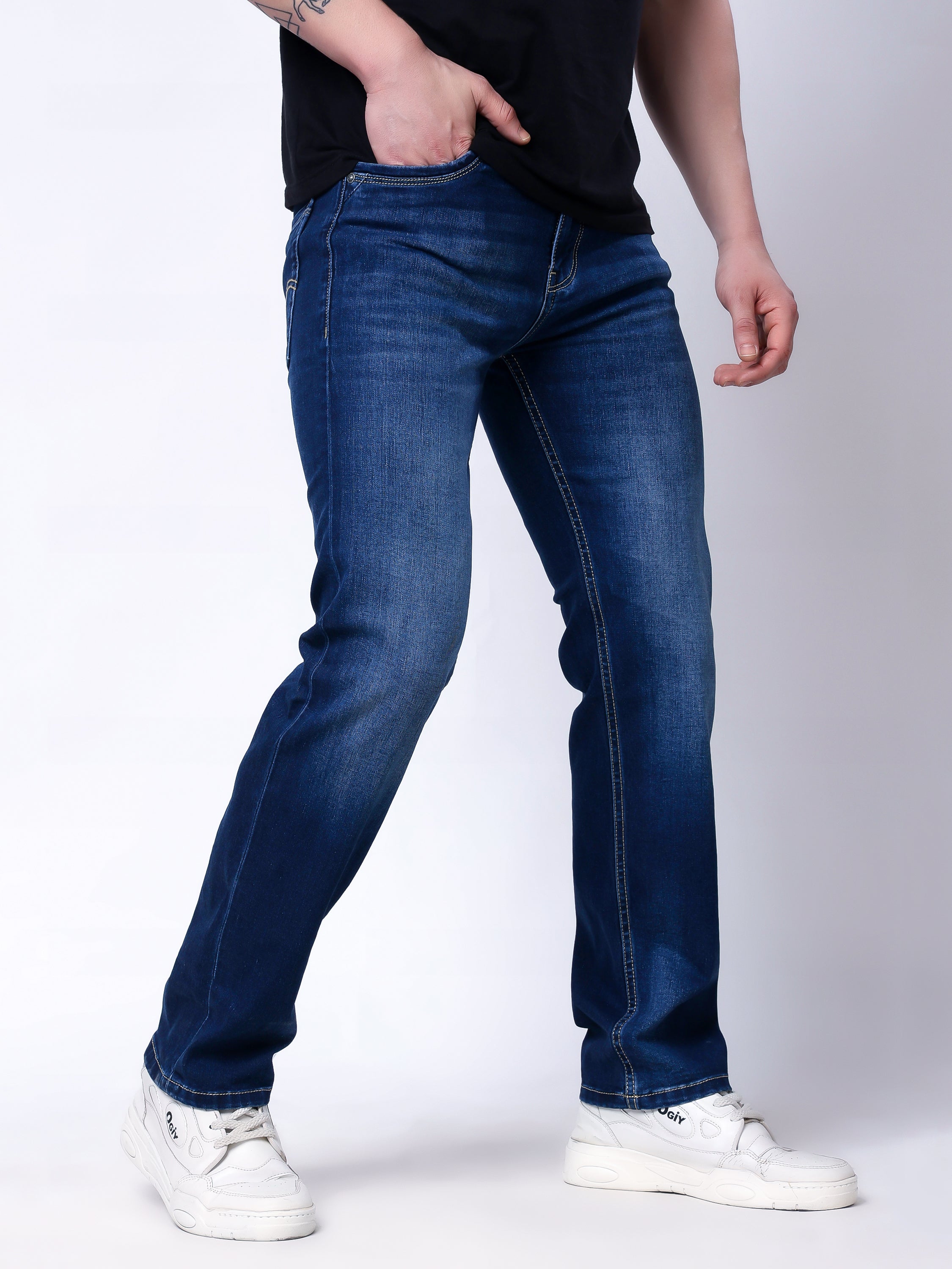 Stylox Men’s Comfort Fit Stretchable Denim Jeans-Dark Blue - Stylox