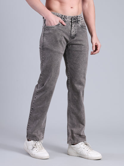 Stylox Men’s Comfort Fit Jeans | Mid Rise Straight Leg Washed Denim for Everyday Wear