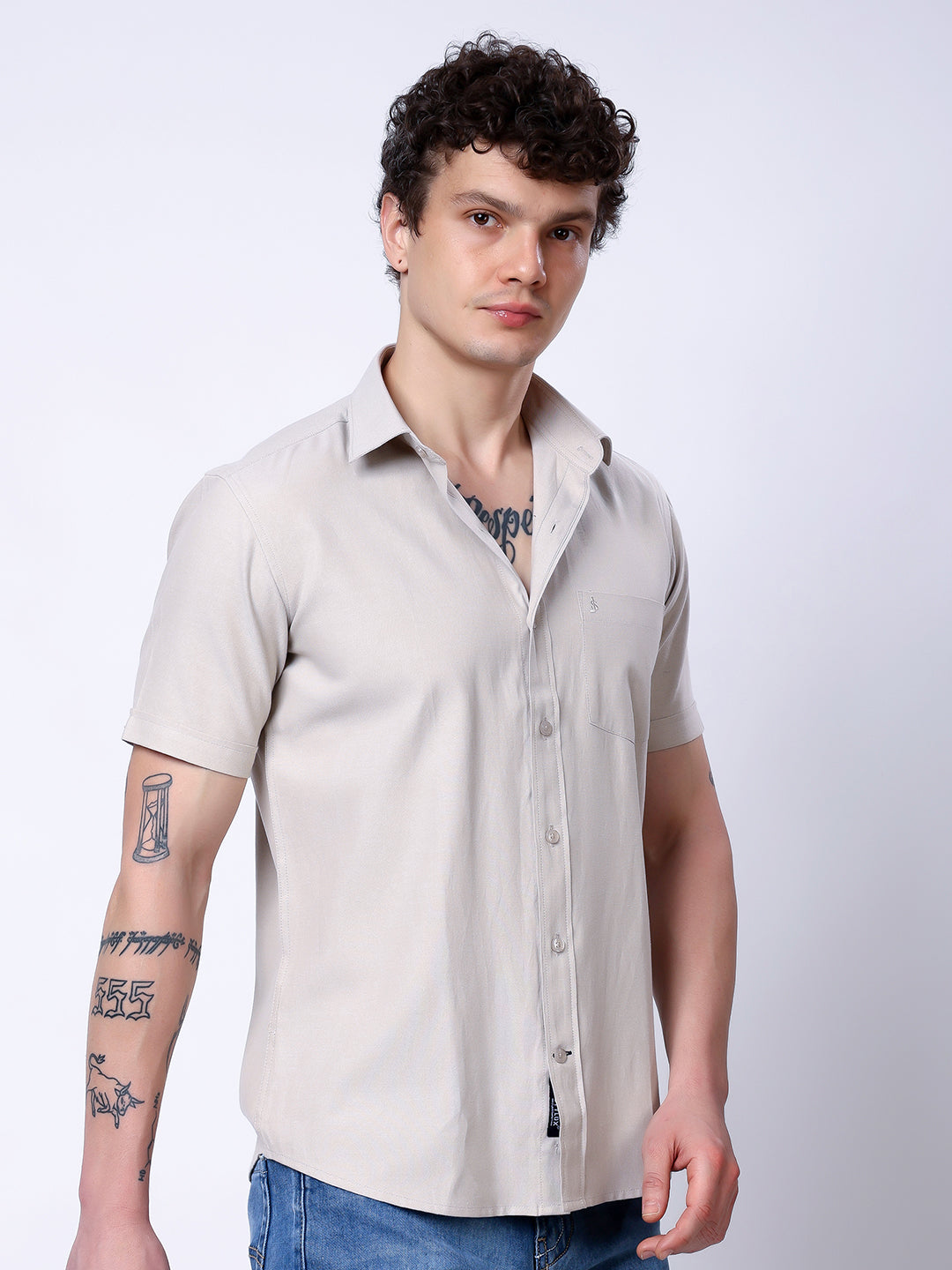 Stylox Men’s Regular Fit Half Sleeve Solid Casual Shirt-Lilac - Stylox