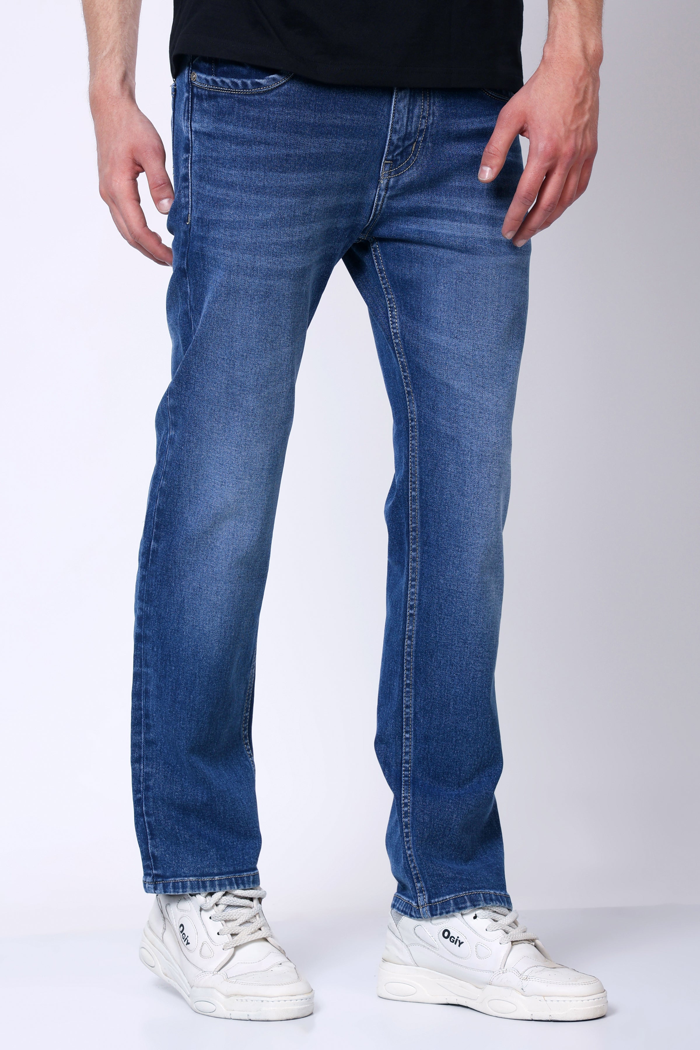 Stylox Men’s Mid-Rise Comfort Fit Stretchable Light Blue Denim Jeans - Stylox