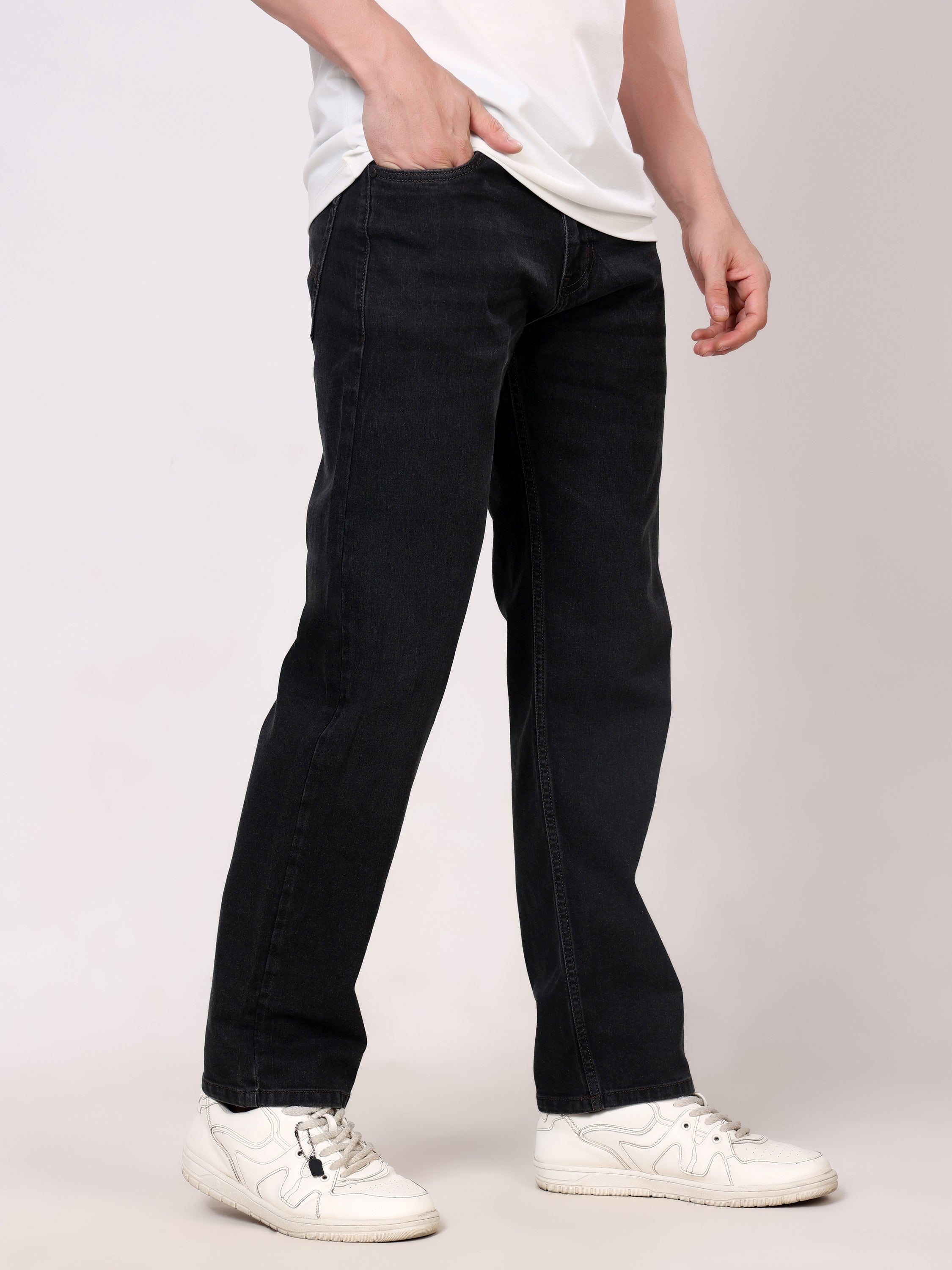 Stylox Men’s Comfort Fit Stretchable Denim Jeans-Dark Grey
