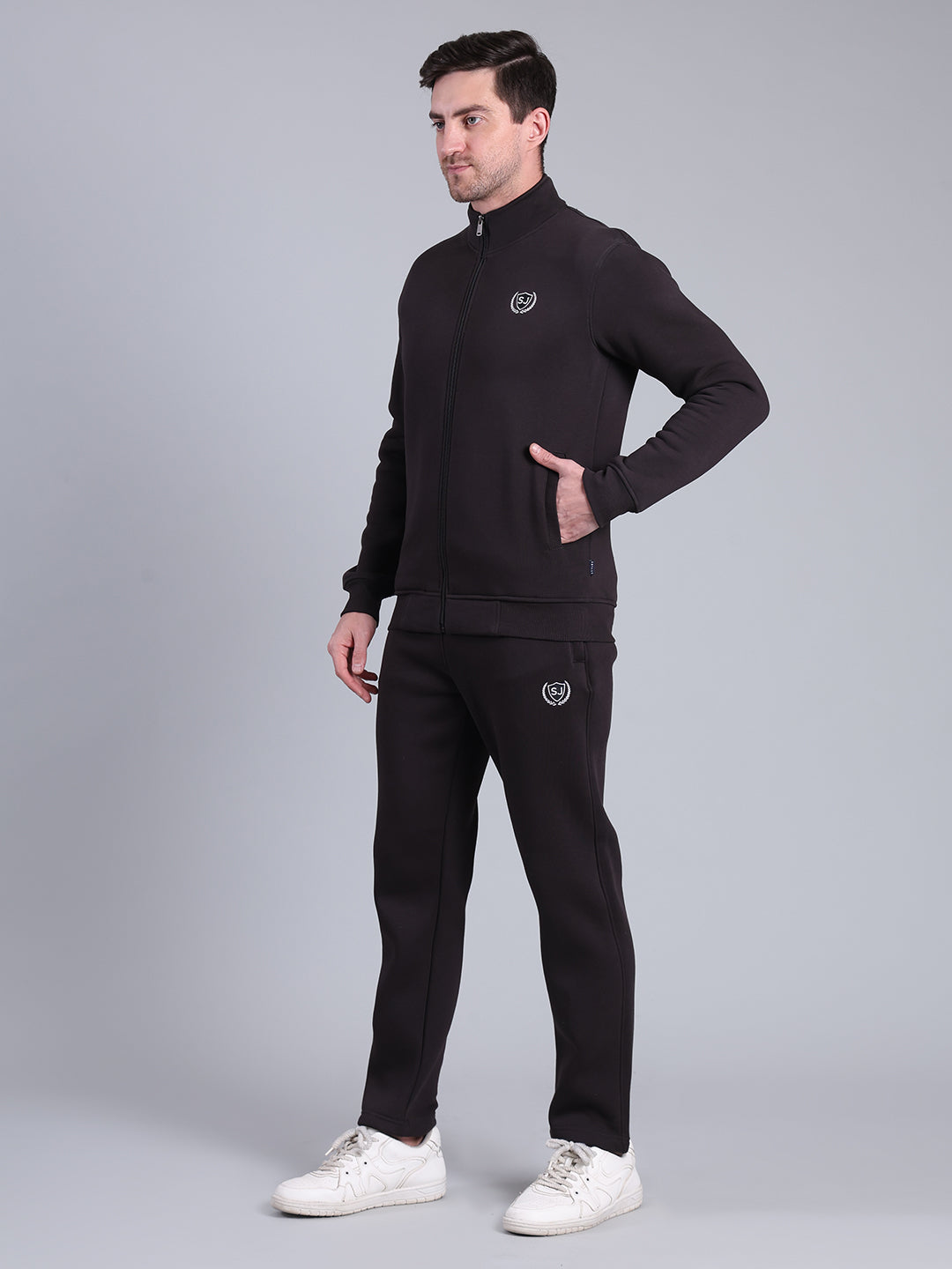 Stylox Men’s Solid Tracksuit Set with Zip-Up Jacket &amp; Joggers – Winter Athleisure Wear