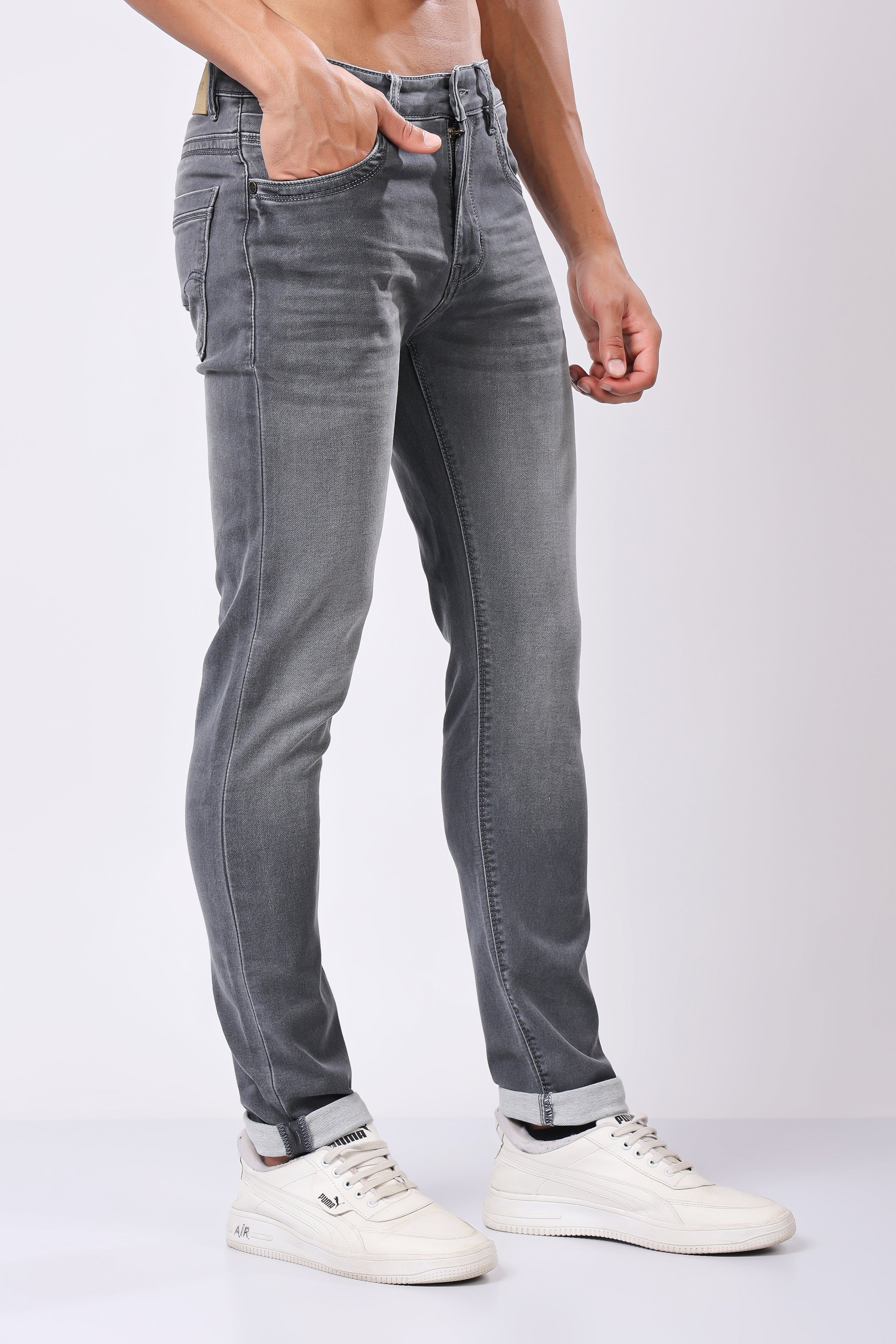 Stylox Slim Fit Denim Jeans - Light Grey, Mid Grey, Dark Grey