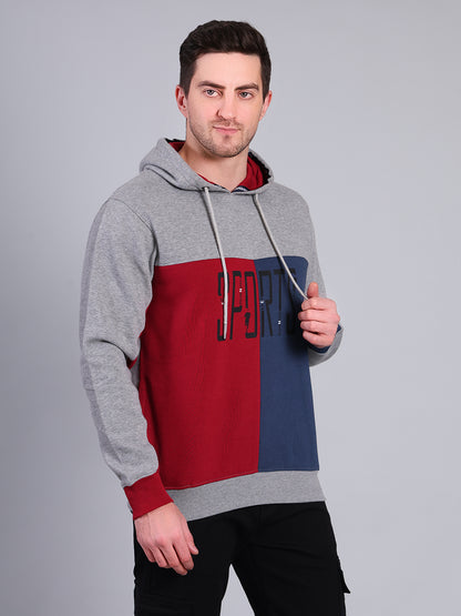 Stylox Men’s Winter Colorblock Printed Hoodie | Pullover Hooded Sweatshirt with Side Pocket | Warm Casual Wear