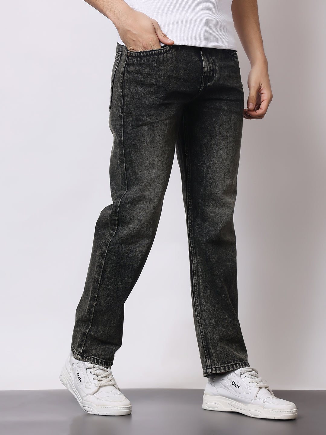 Stylox Men’s Relaxed Fit Dusty Black Jeans | Dusty Black Straight Fit Denim for Everyday Casual &amp; Streetwear Style - Stylox