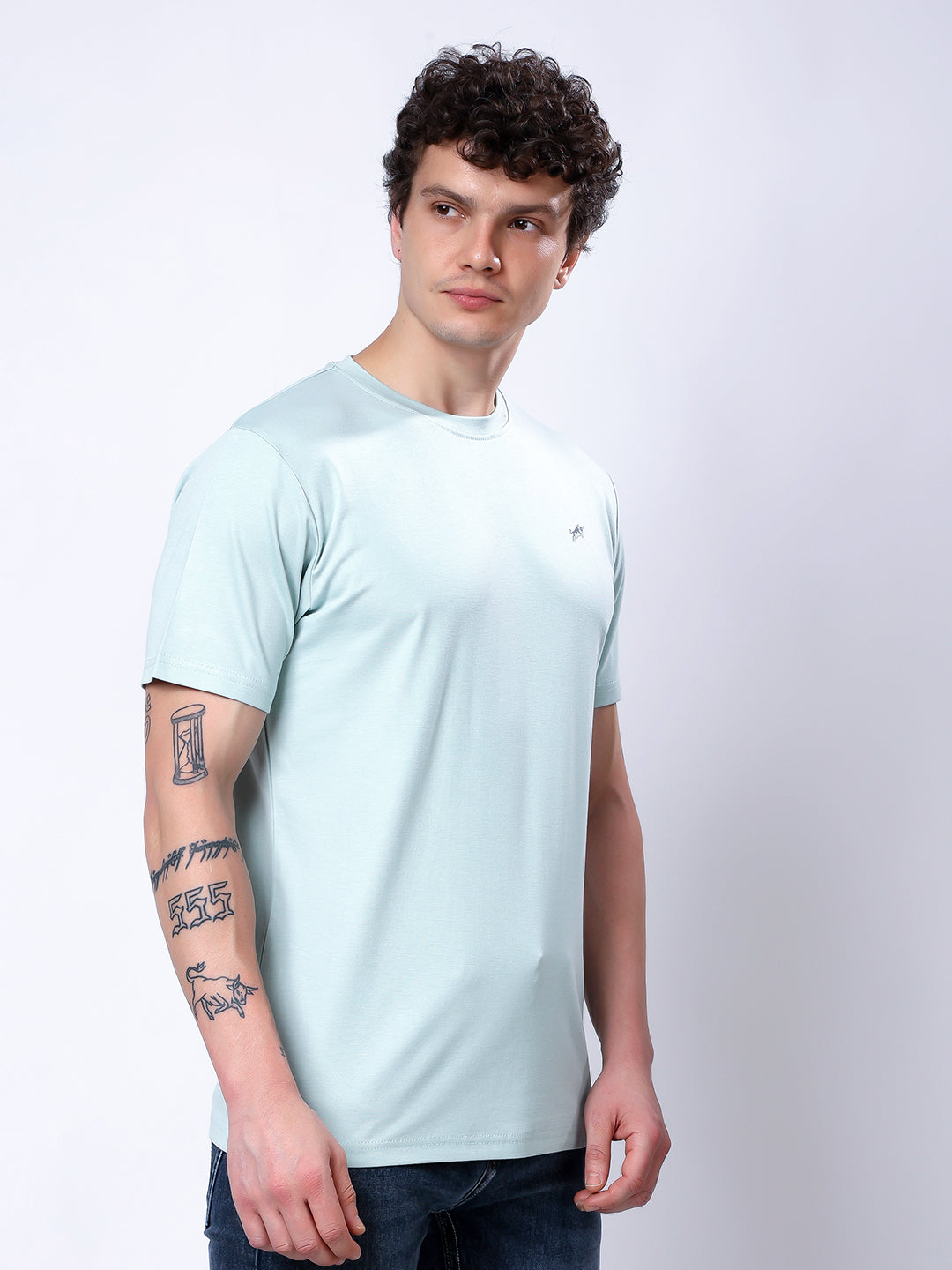 Stylox Men’s Regular Fit Round Neck Half Sleeve Casual Solid T-Shirt–Pista - Stylox