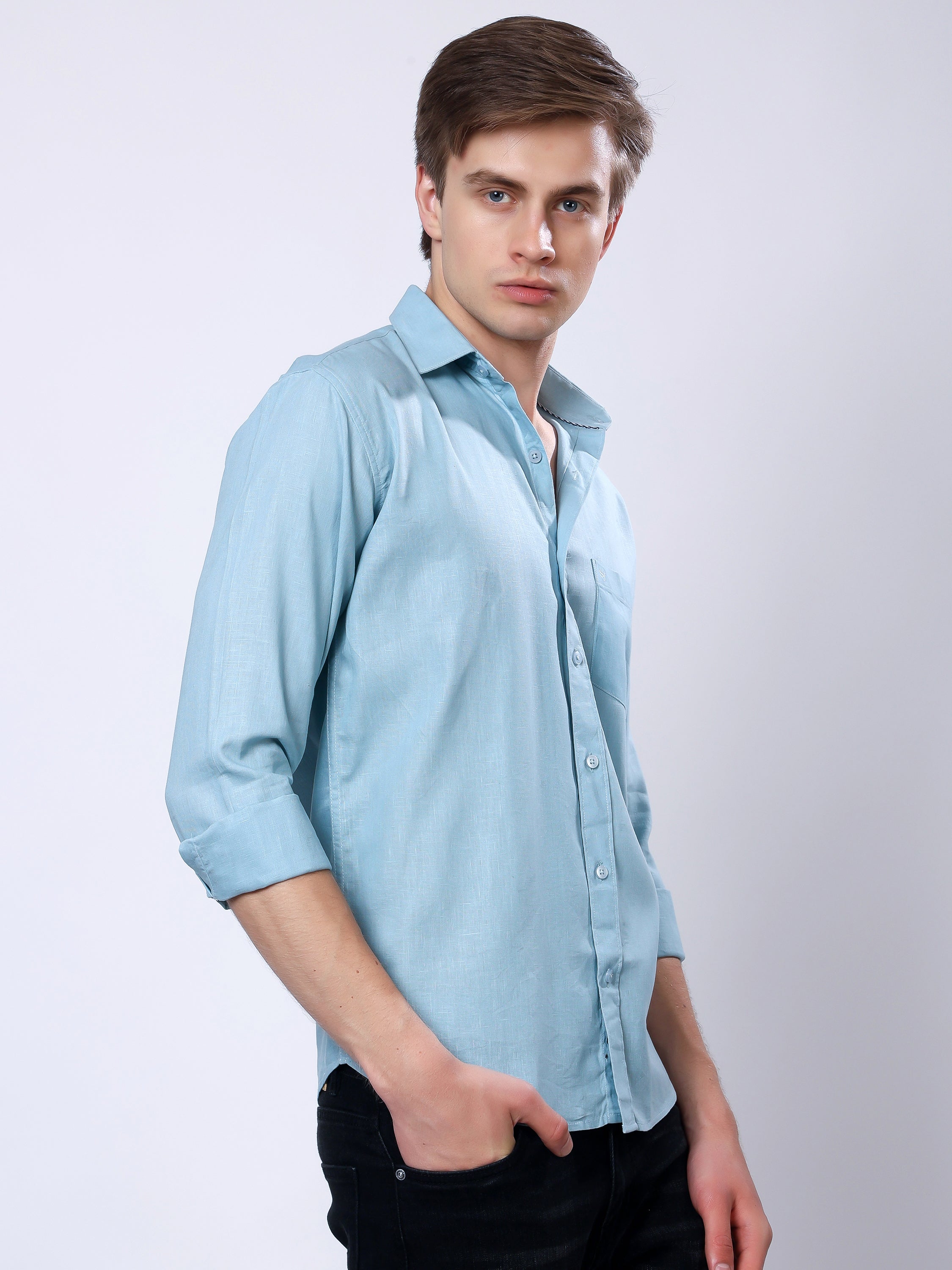 Stylox Men’s Regular Fit Full Sleeve Solid Casual Shirt - Stylox