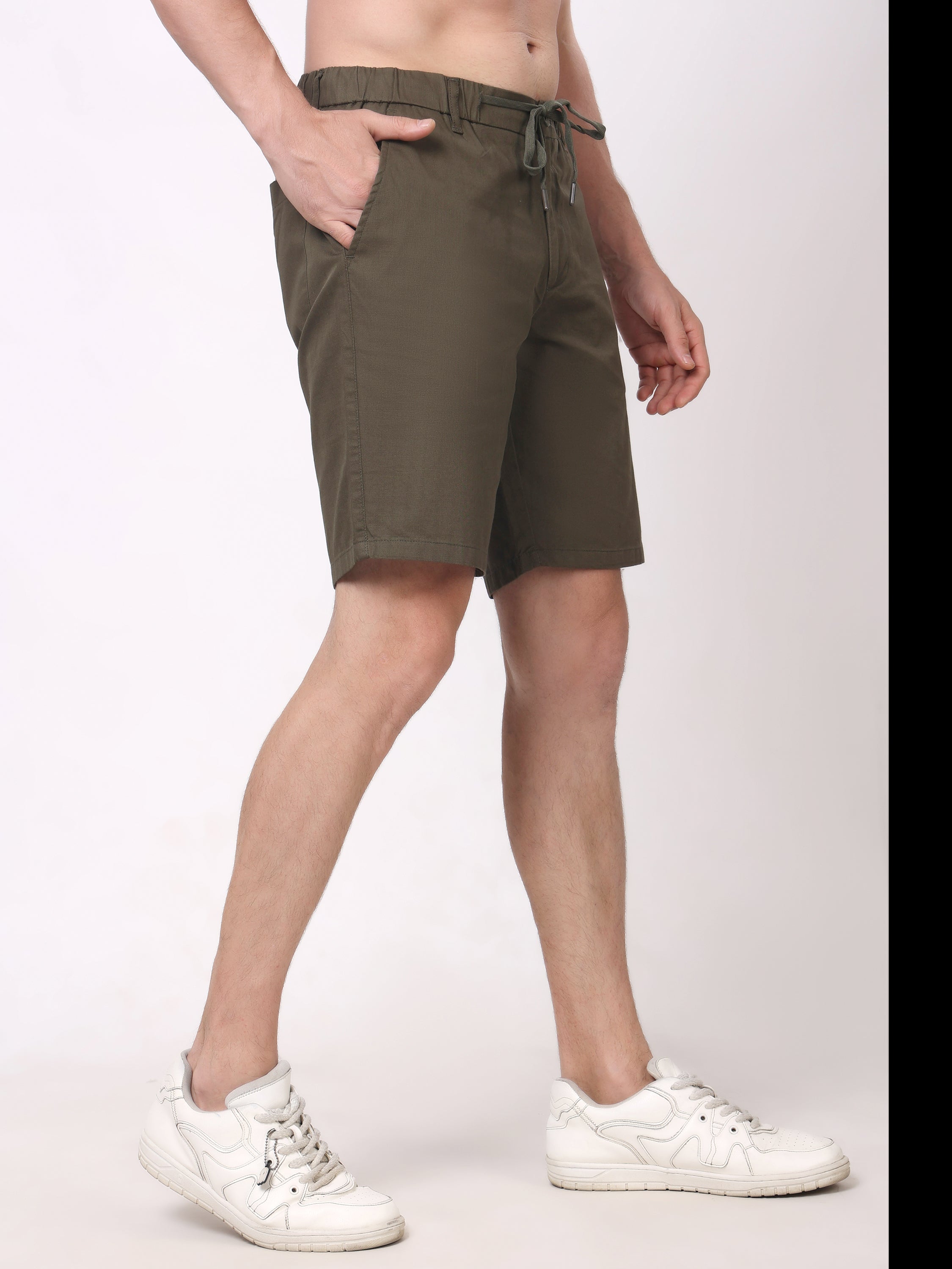 Stylox Men's Regular Fit Cotton Casual Summer Shorts with Elastic Waist & Drawstring